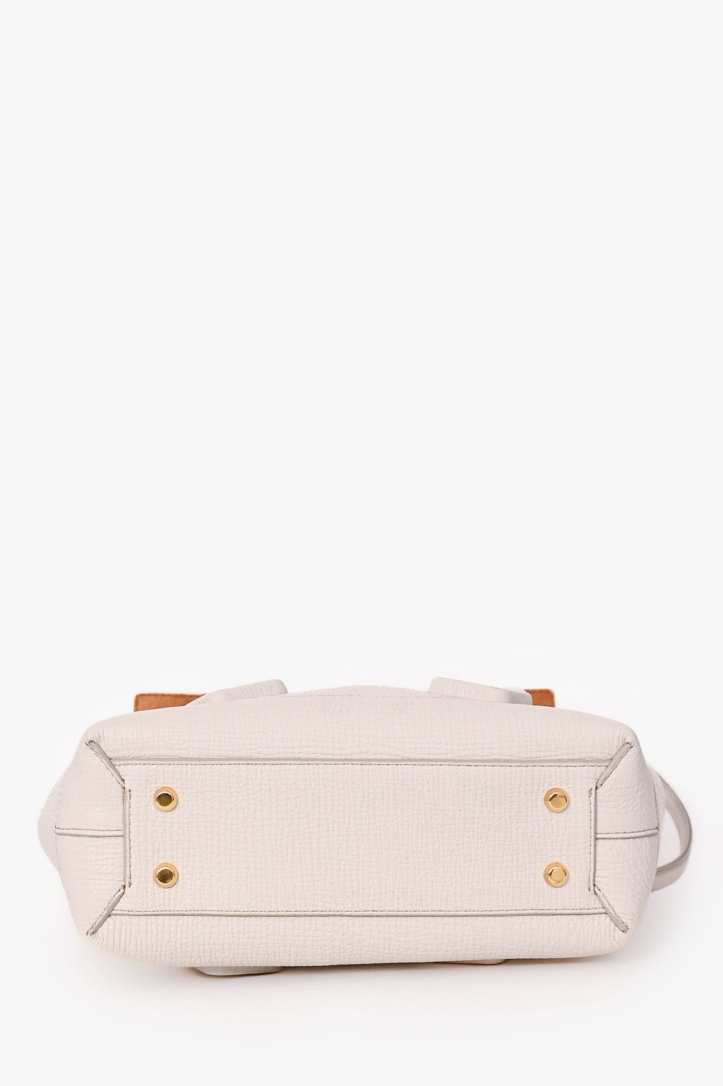 Bottega Veneta White Leather Mini Acro Top Handle