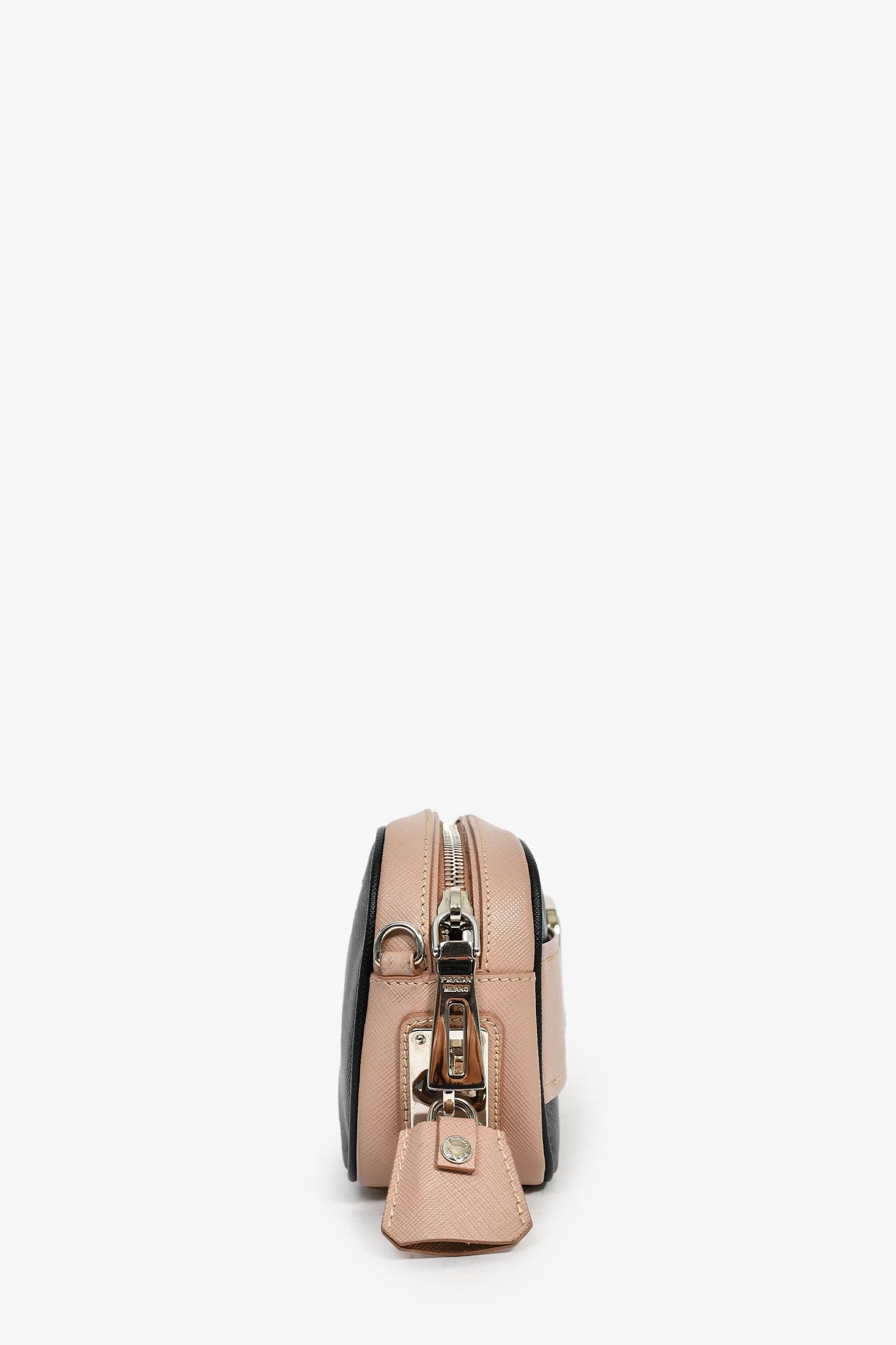 Prada Mauve/Black Saffiano Two-Tone Buckle Camera Bag