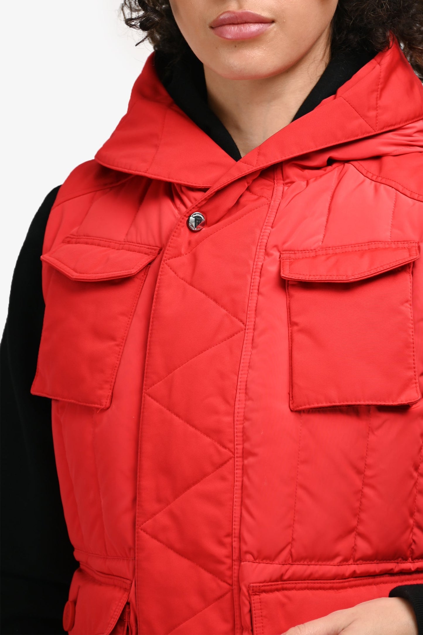 Burberry Red Zip Up Down Vest Estimated Size XS
