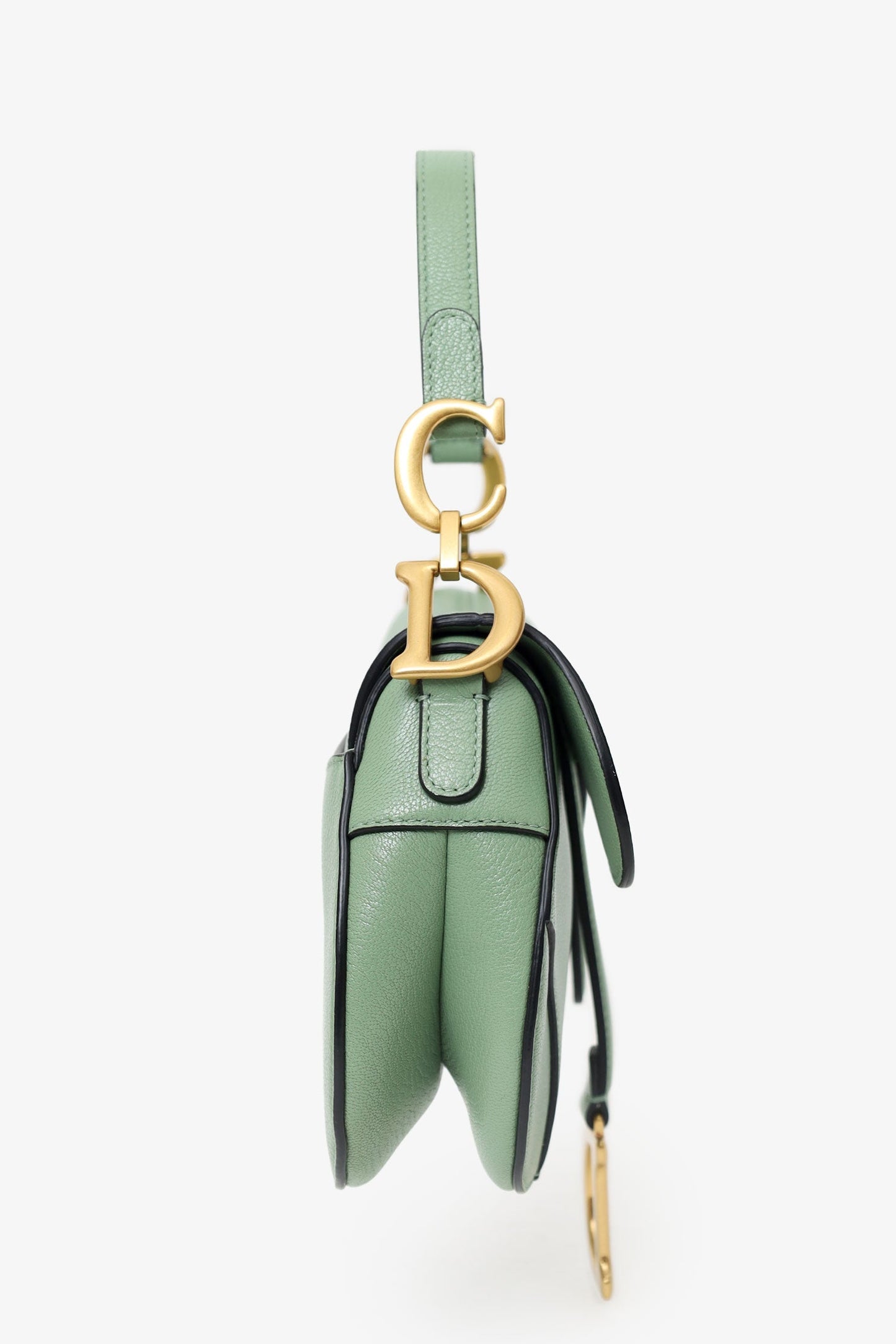 Christian Dior 2020 Green Leather Mini Saddle Bag