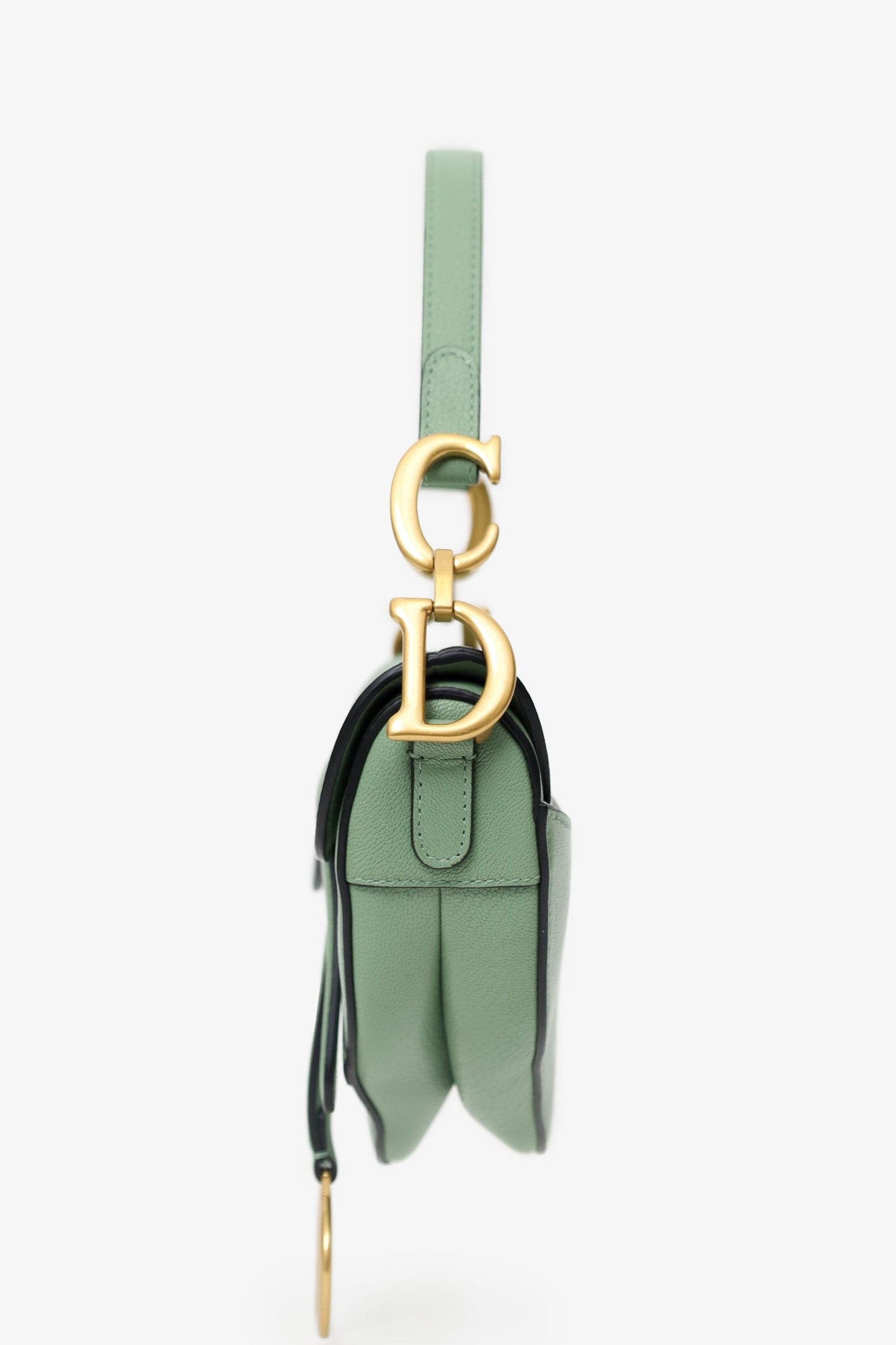 Christian Dior 2020 Green Leather Mini Saddle Bag