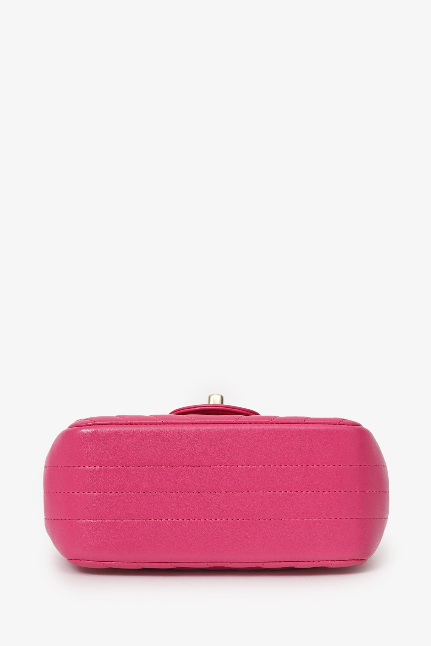 Chanel™ 2017/18 Pink Leather Chevron Mini Square Flap Bag