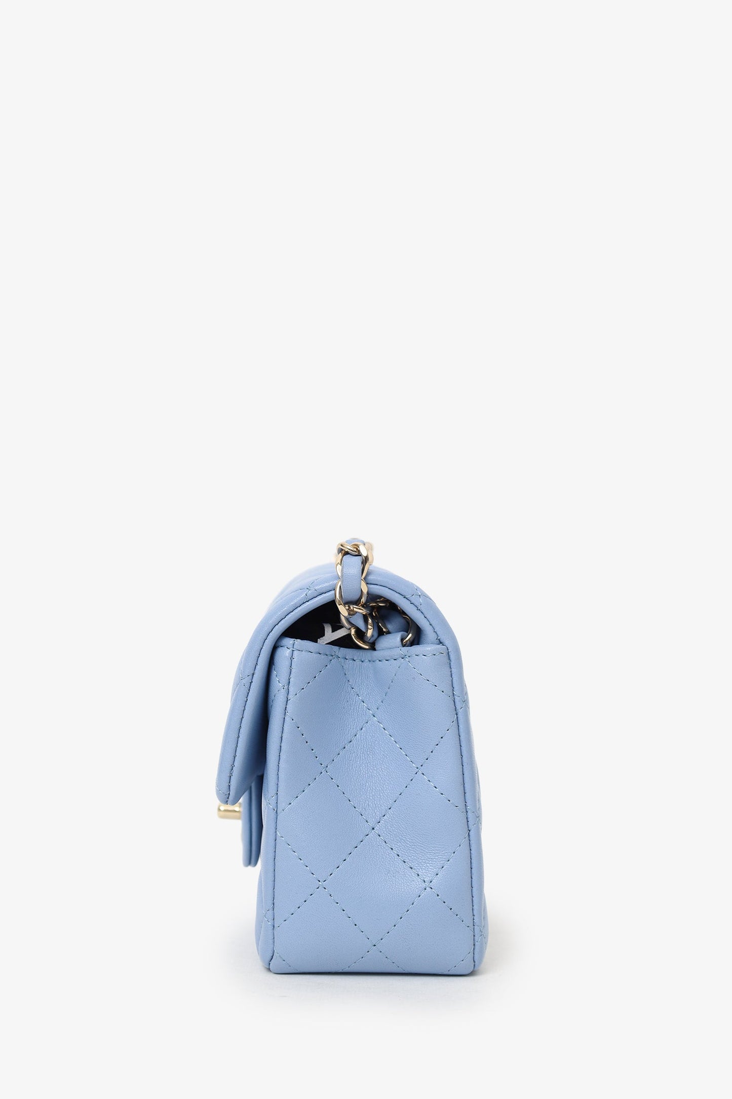 Chanel™ 2020 Sky Blue Leather Quilted Mini Rectangle Flap Bag