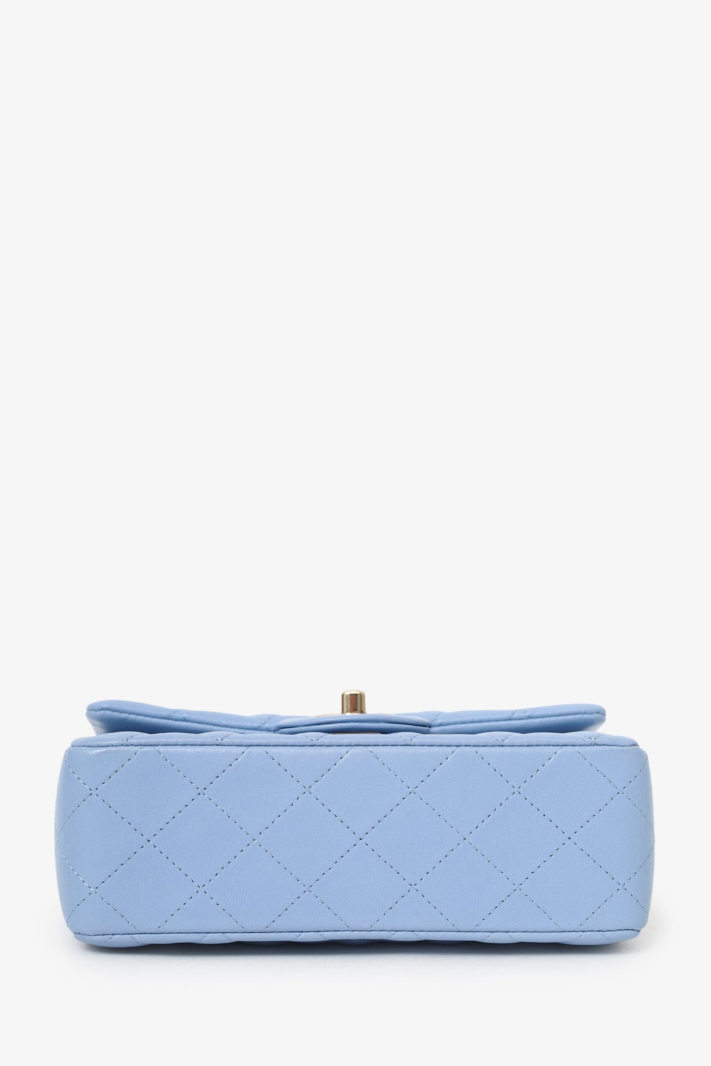 Chanel™ 2020 Sky Blue Leather Quilted Mini Rectangle Flap Bag