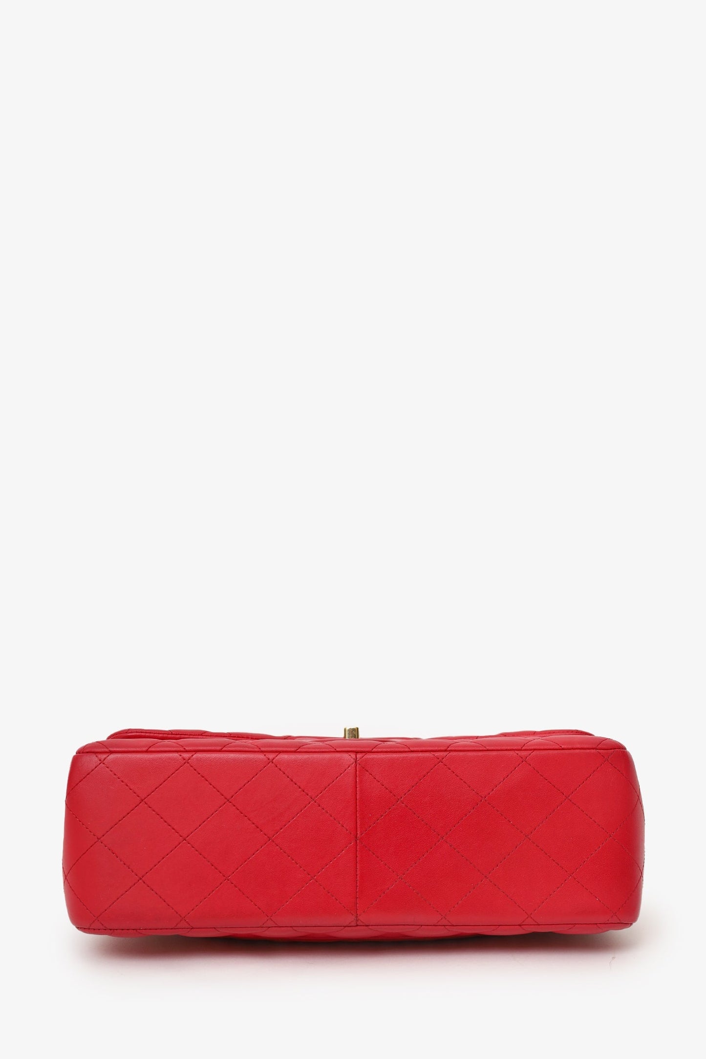Chanel™ 2015-16 Red Lambskin Quilted Classic Jumbo Flap Bag