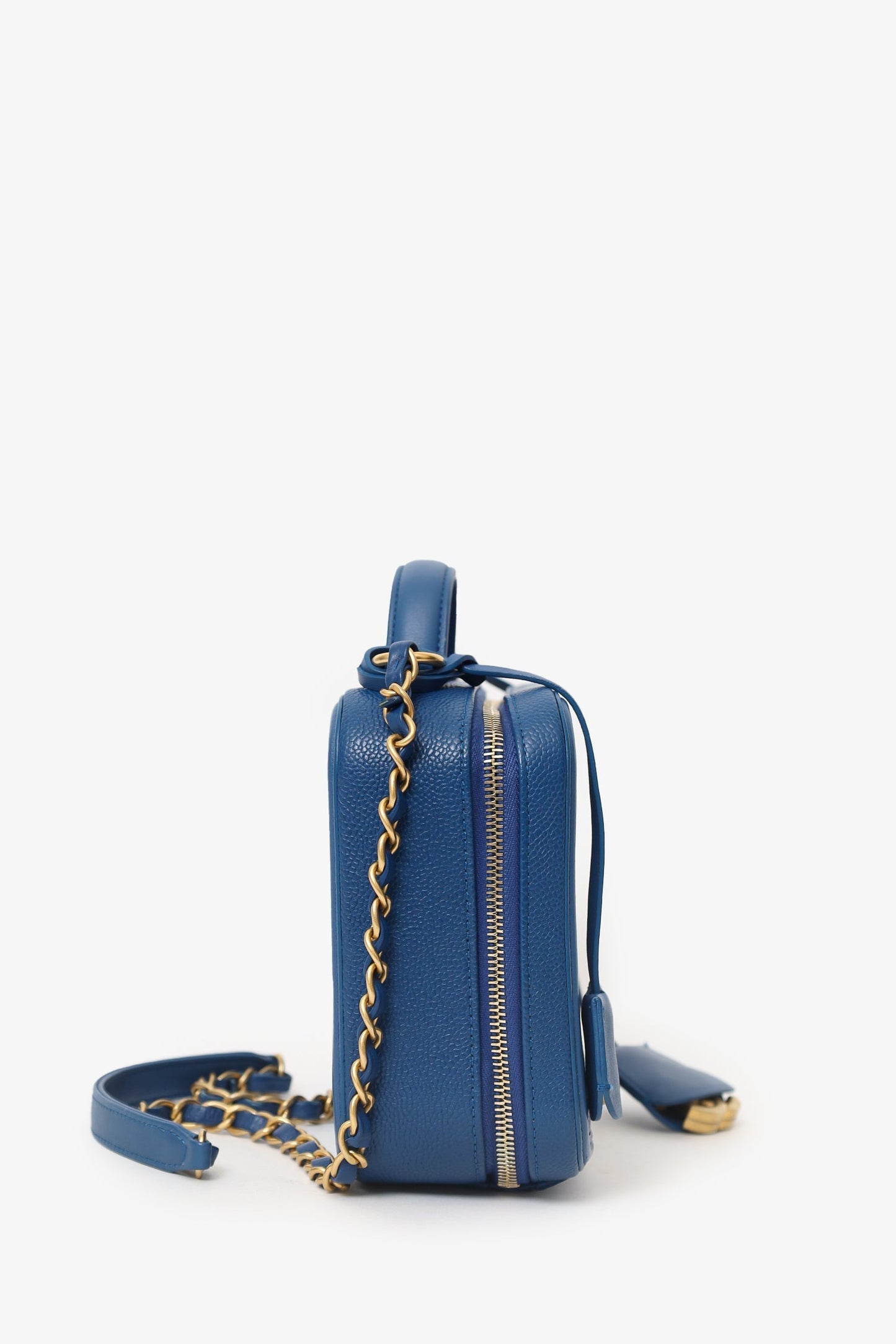 Chanel™ 2019 Blue Caviar Quilted Small CC Filigree Vanity Case