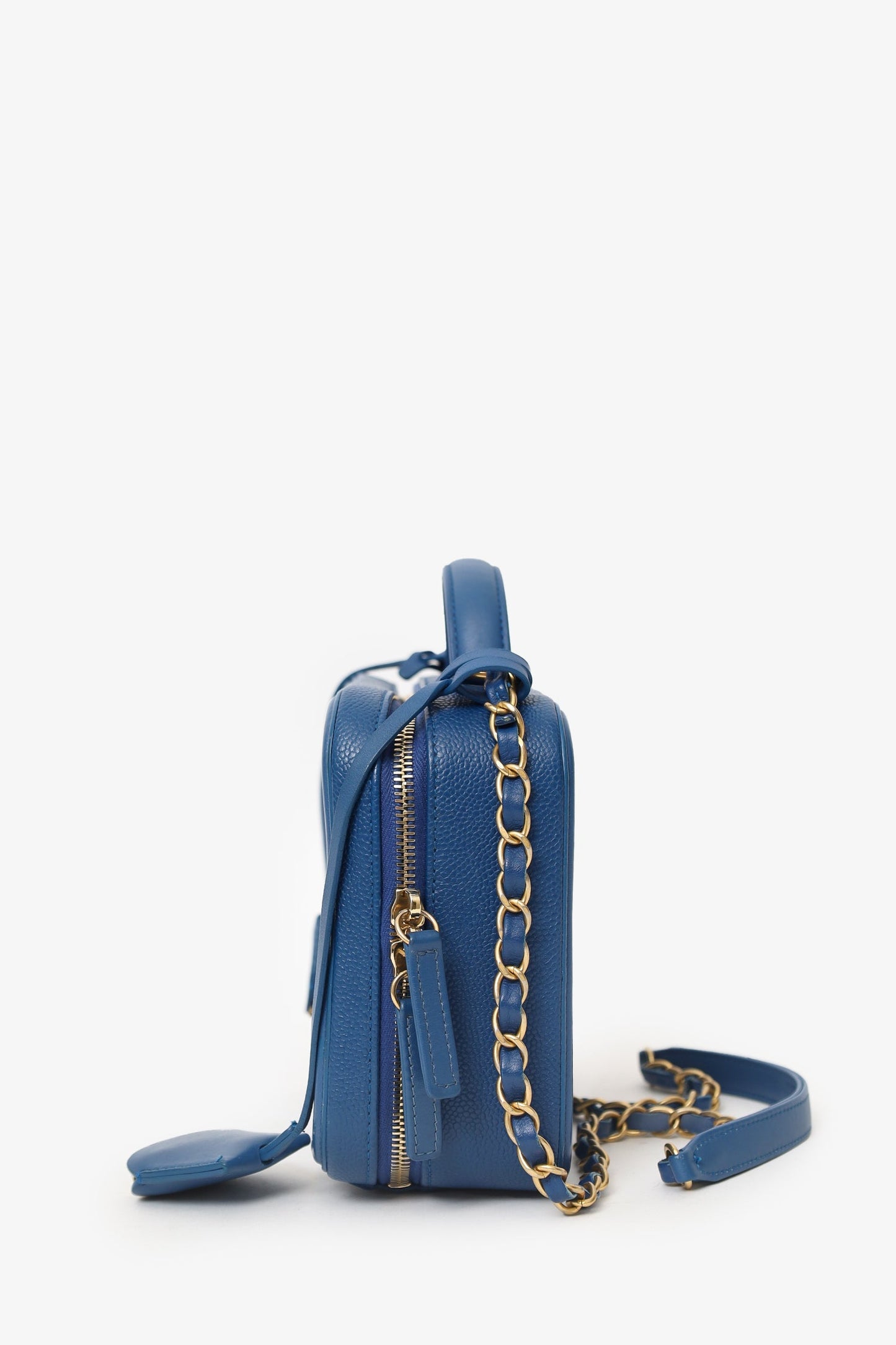 Chanel™ 2019 Blue Caviar Quilted Small CC Filigree Vanity Case