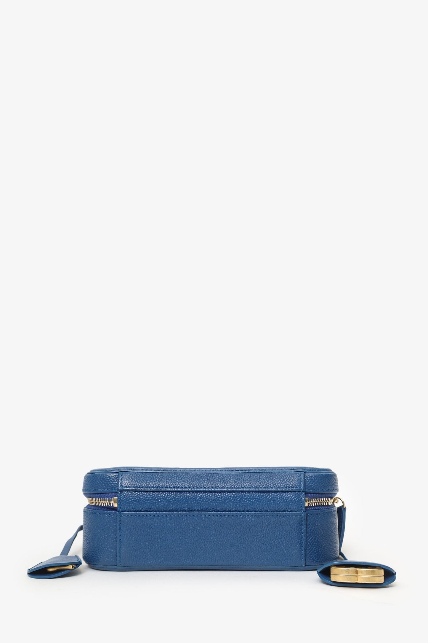 Chanel™ 2019 Blue Caviar Quilted Small CC Filigree Vanity Case