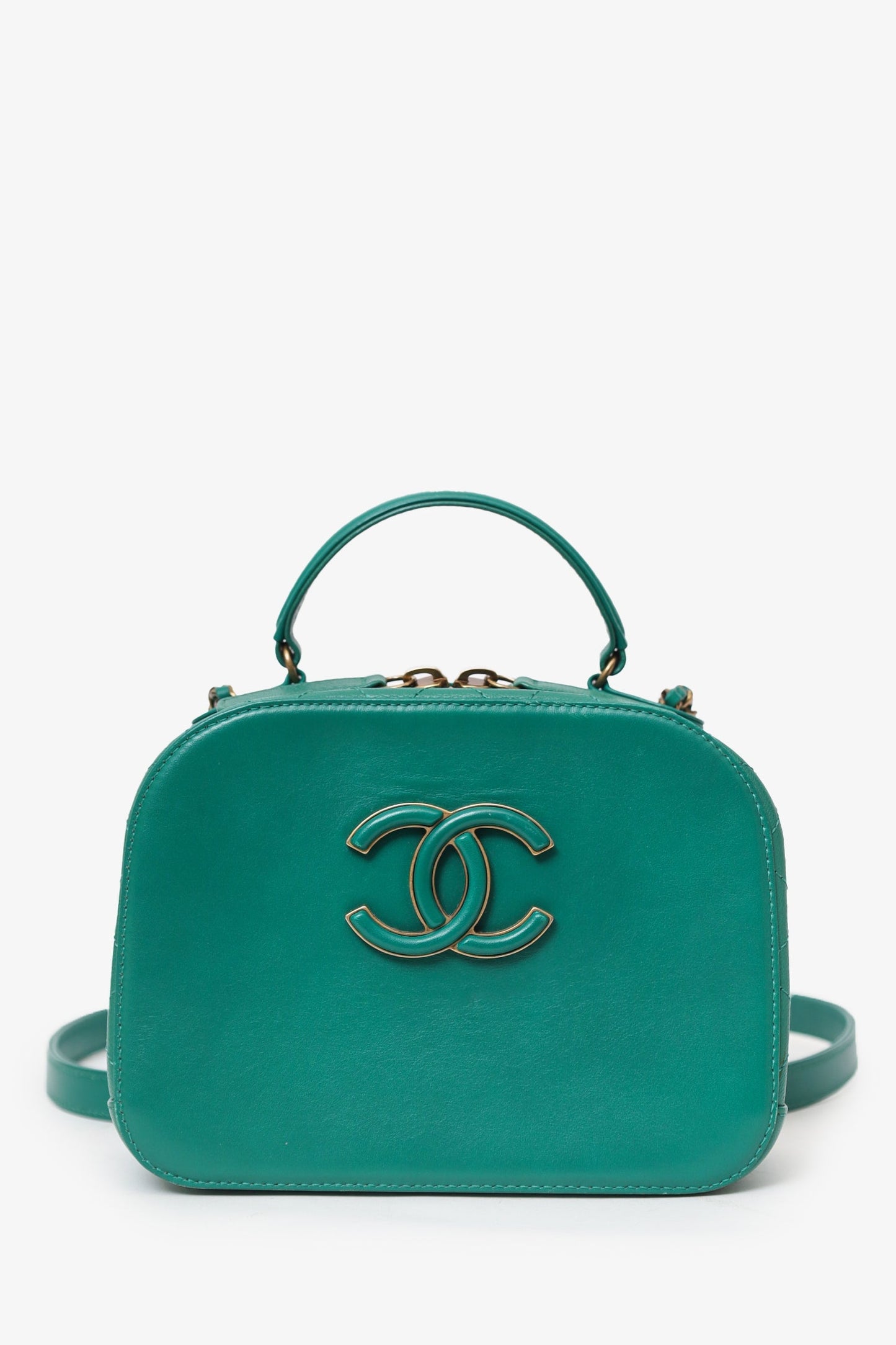 Chanel™ 2016-17 Green Leather Small Coco Curve Vanity Case