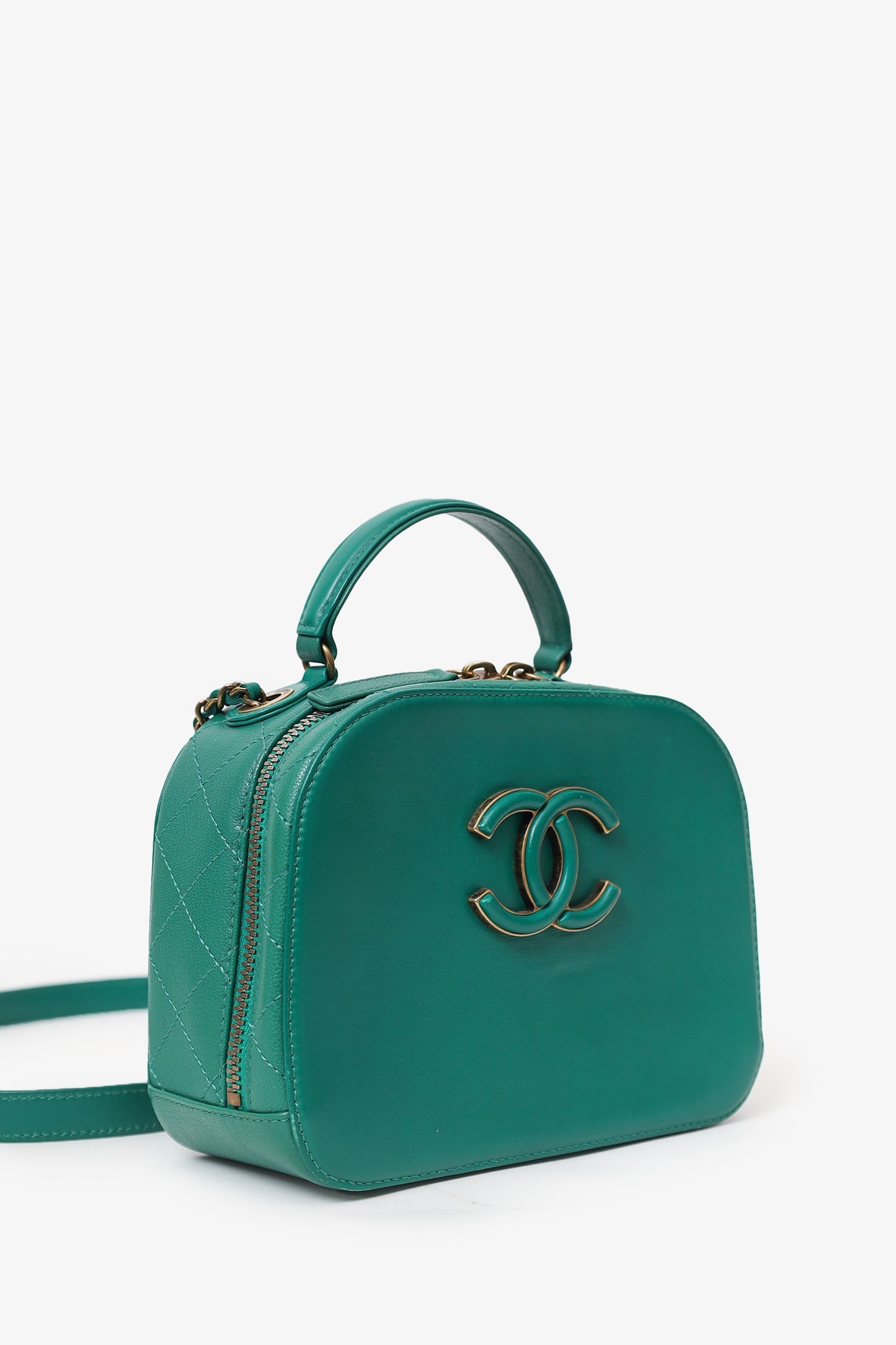 Chanel™ 2016-17 Green Leather Small Coco Curve Vanity Case
