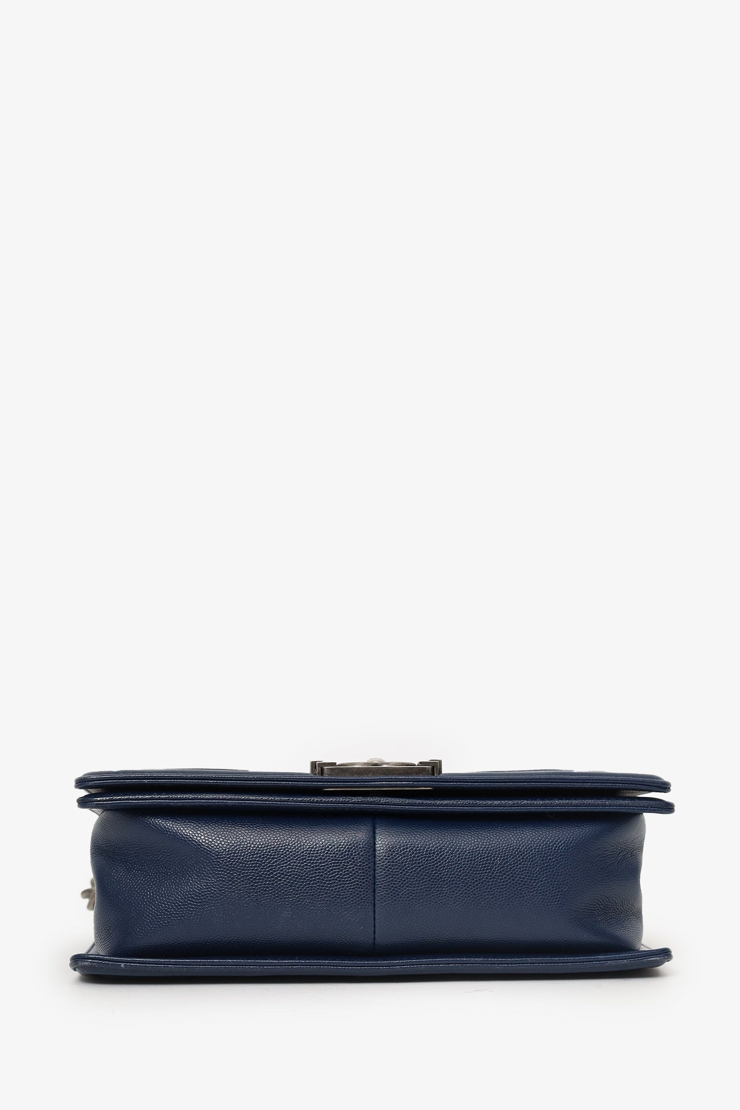 Chanel™ 2017-18 Navy Caviar Chevron Medium Boy Bag