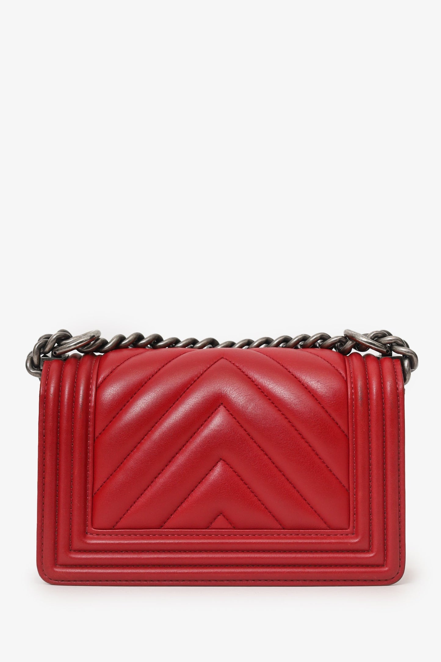 Chanel™ 2016 Red Lambskin Chevron Small Boy Bag