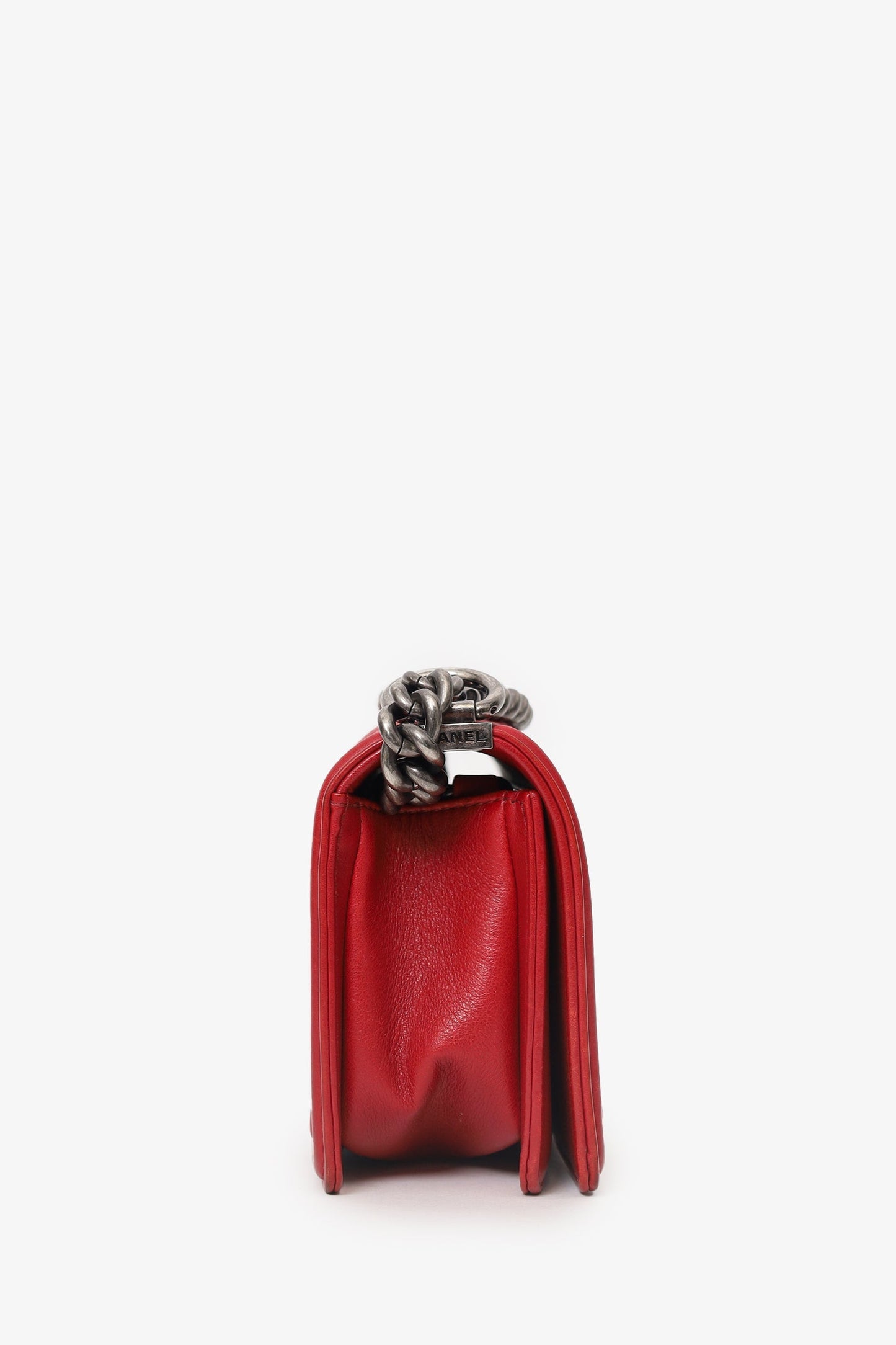 Chanel™ 2016 Red Lambskin Chevron Small Boy Bag