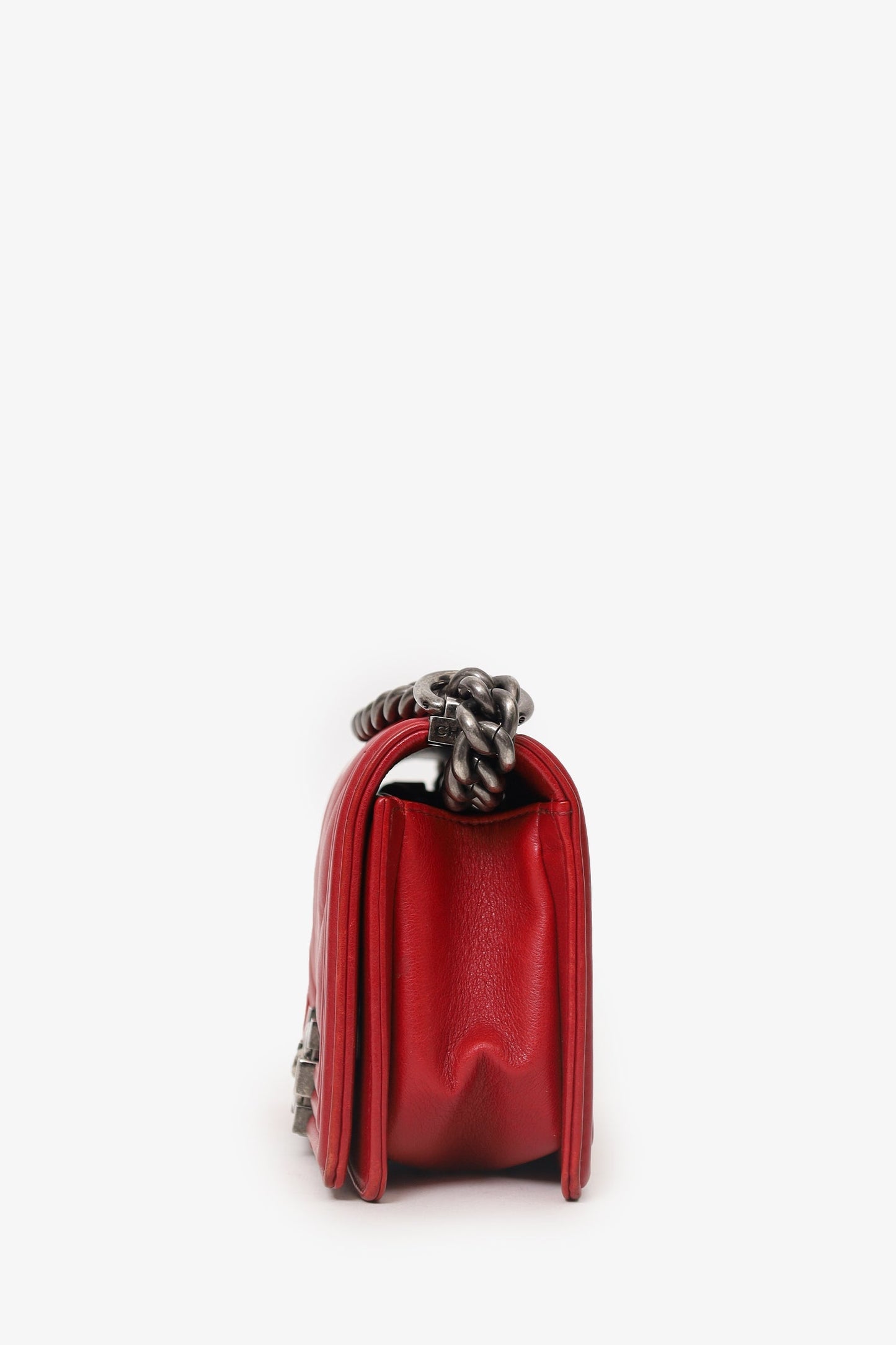 Chanel™ 2016 Red Lambskin Chevron Small Boy Bag