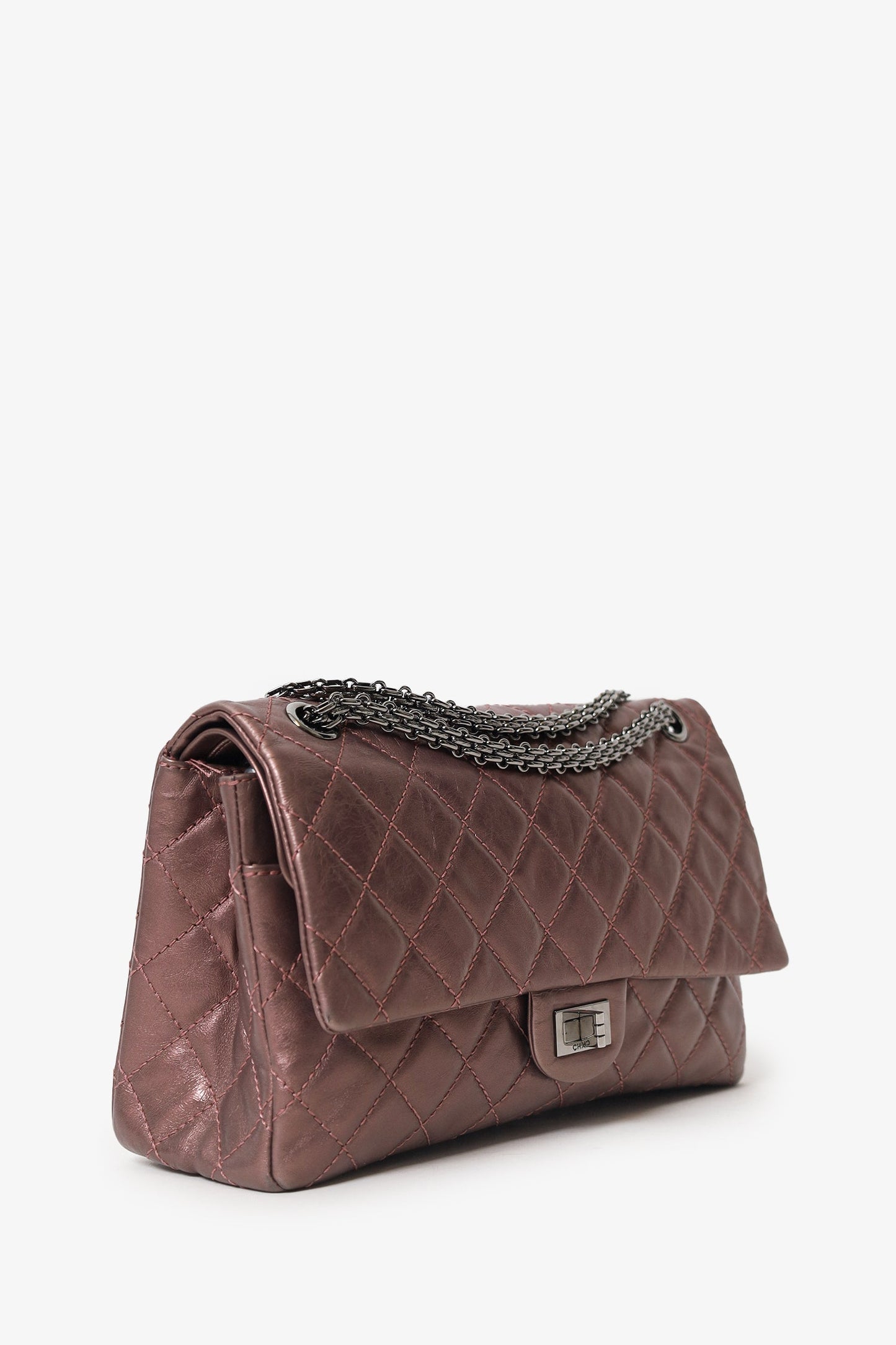 Chanel™ 2008-09 Brown Metallic Aged Calfskin Quilted 2.55 Reissue Shoulder Bag