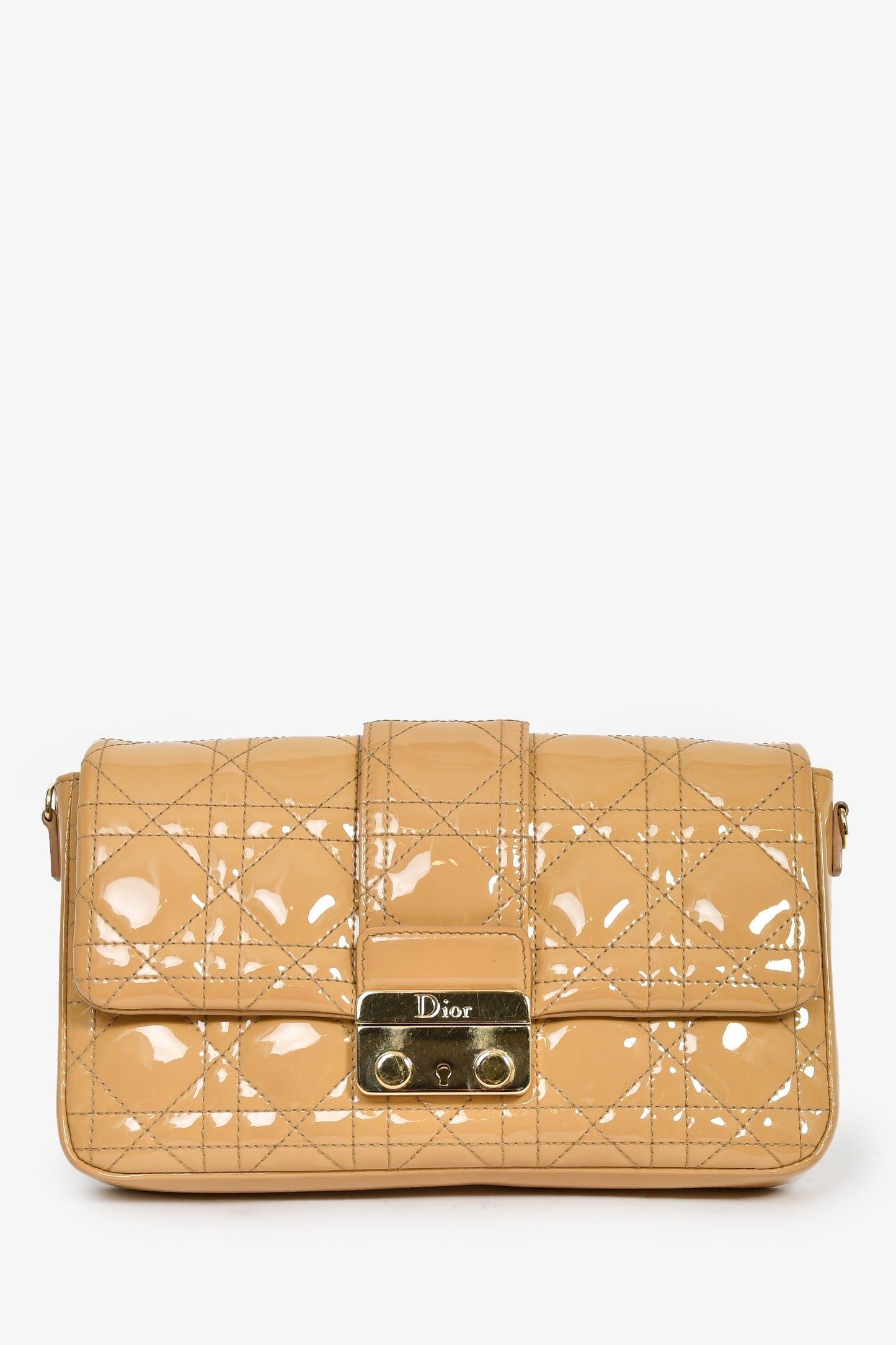 Christian Dior 2013 Beige Patent Leather Cannage 'Miss Dior' Wallet on Chain