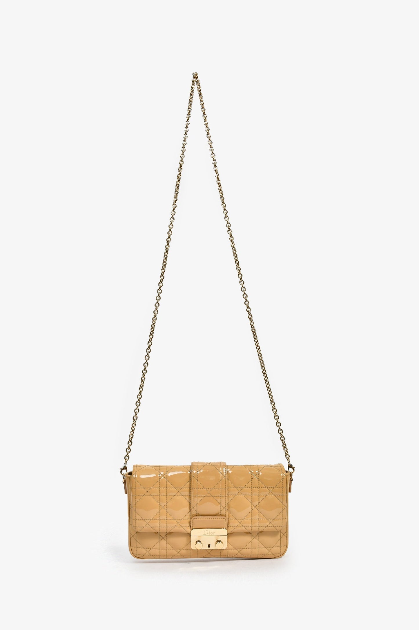 Christian Dior 2013 Beige Patent Leather Cannage 'Miss Dior' Wallet on Chain