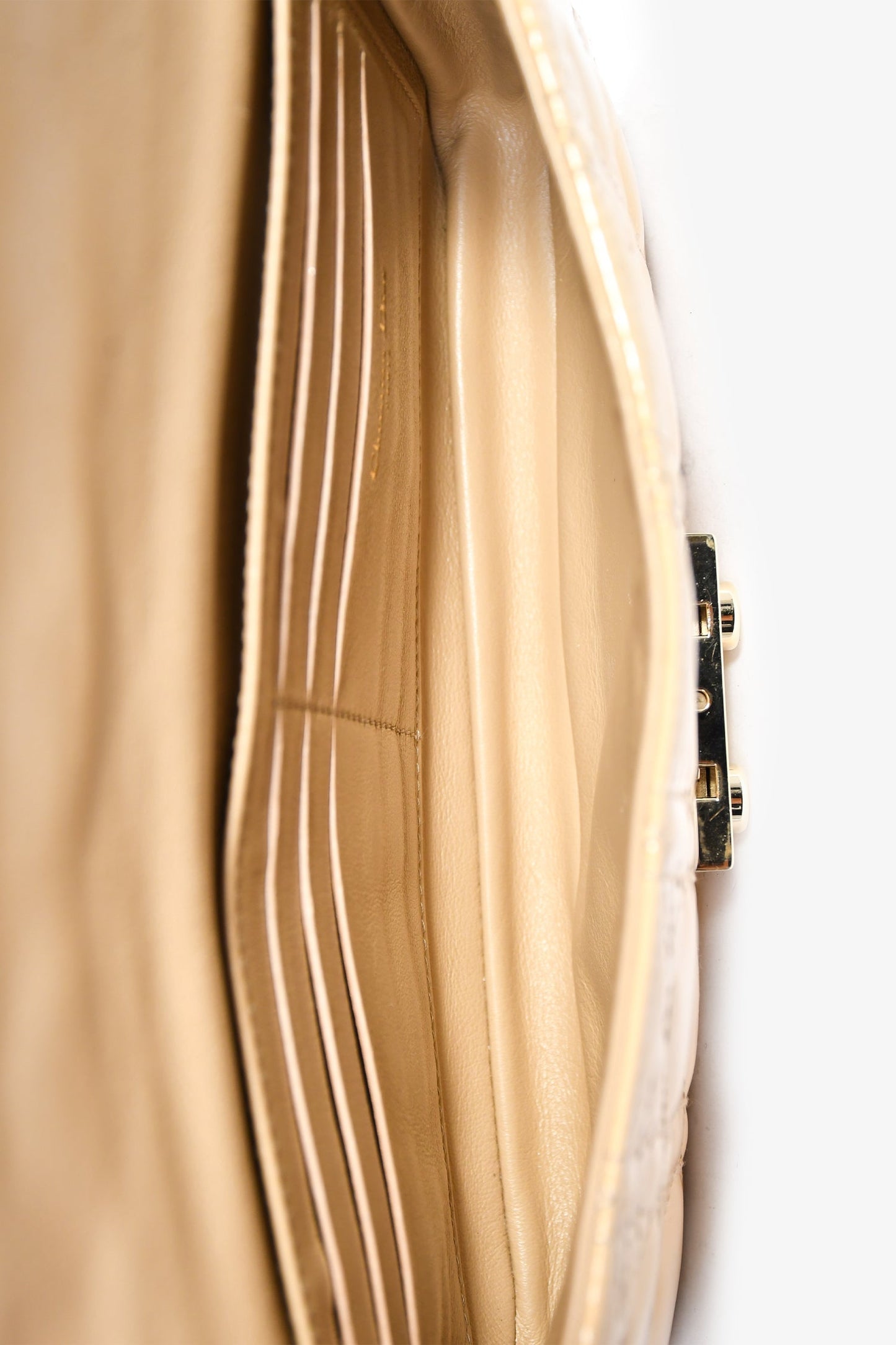 Christian Dior 2013 Beige Patent Leather Cannage 'Miss Dior' Wallet on Chain