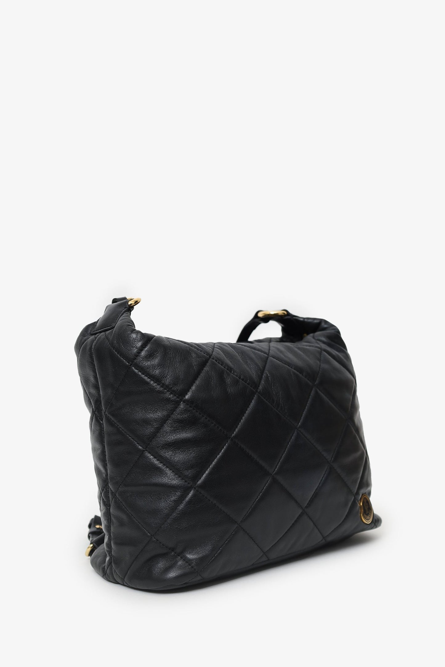 Moncler Black Leather Quilted Backpack