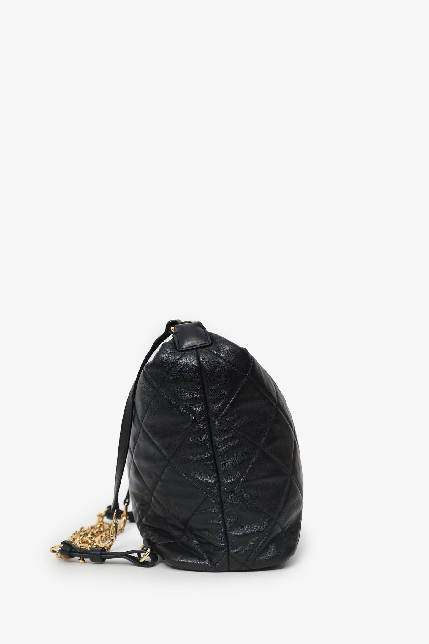 Moncler Black Leather Quilted Backpack