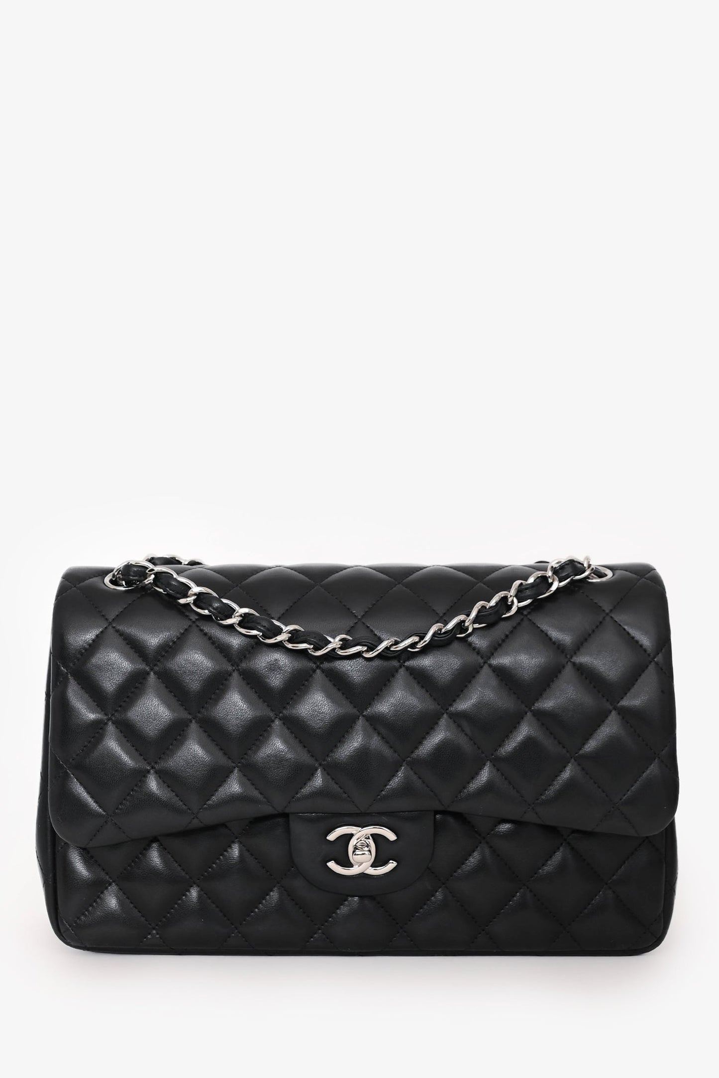 Chanel™ 2012 Black Lambskin Jumbo Double Flap