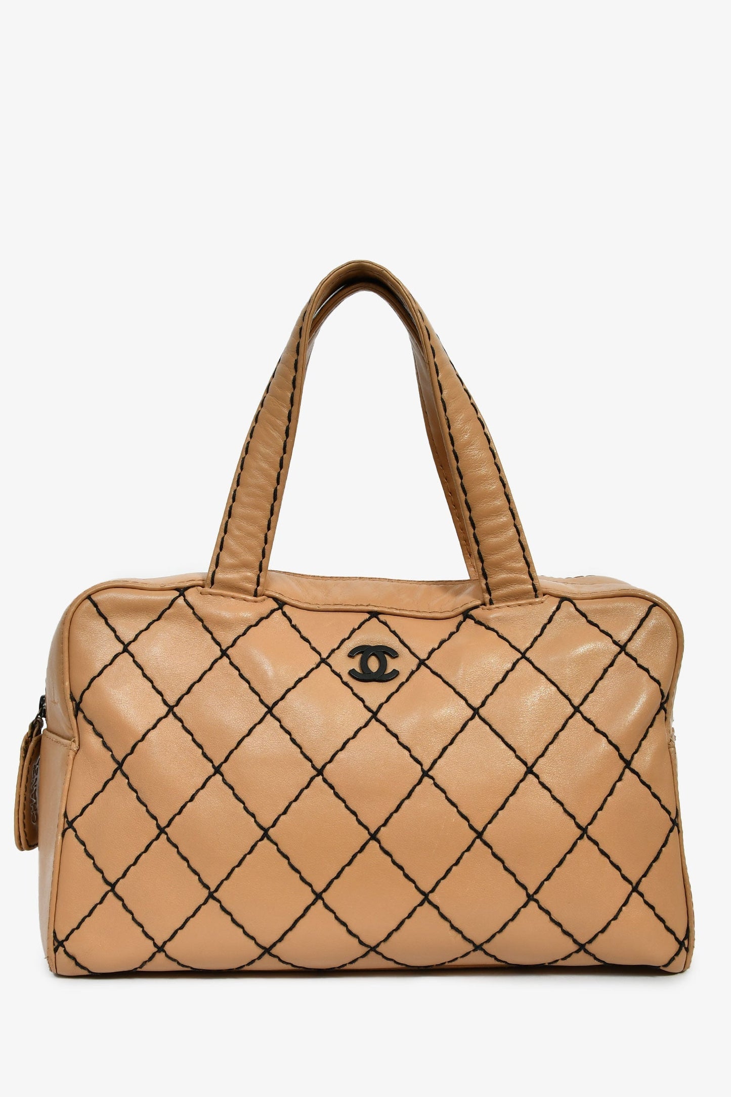 Chanel™ 2000-2002 Tan Contrast Leather Medium Boston Bag