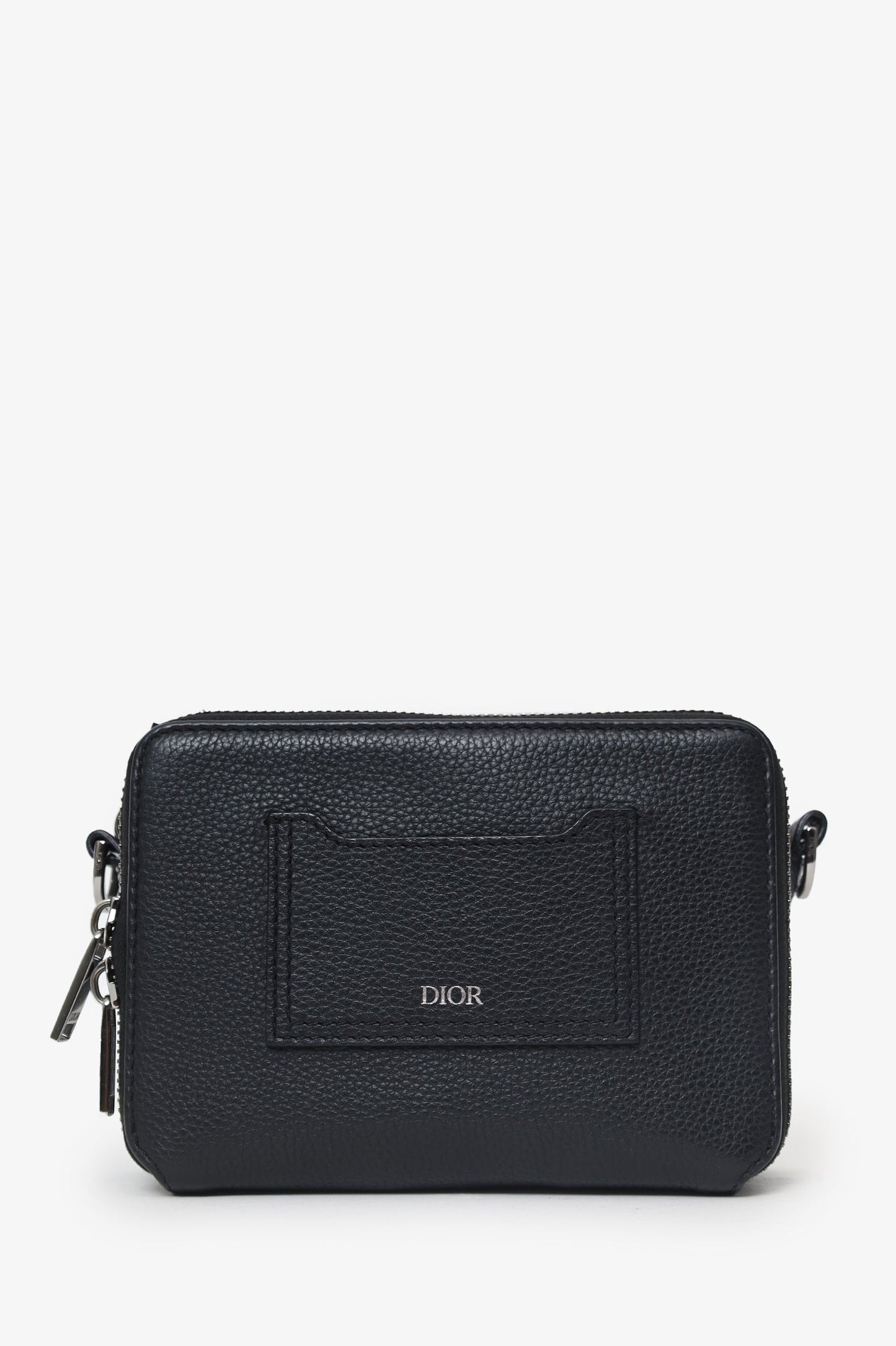 Christian Dior 2019 Black Grained Calfskin Double Zip Crossbody