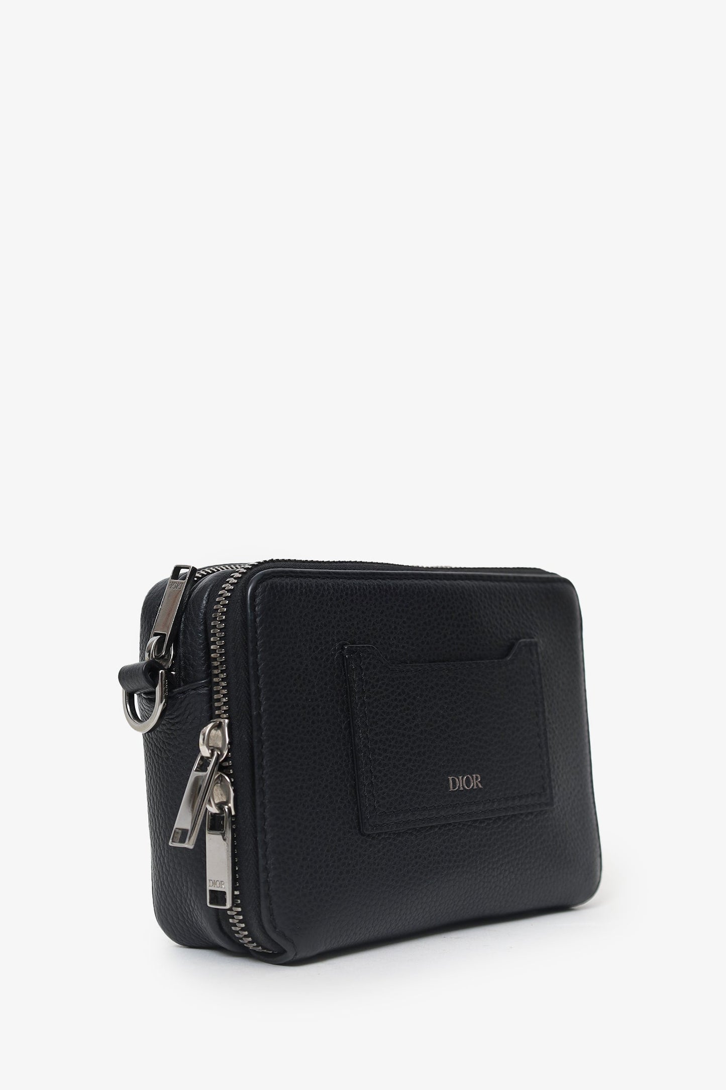 Christian Dior 2019 Black Grained Calfskin Double Zip Crossbody