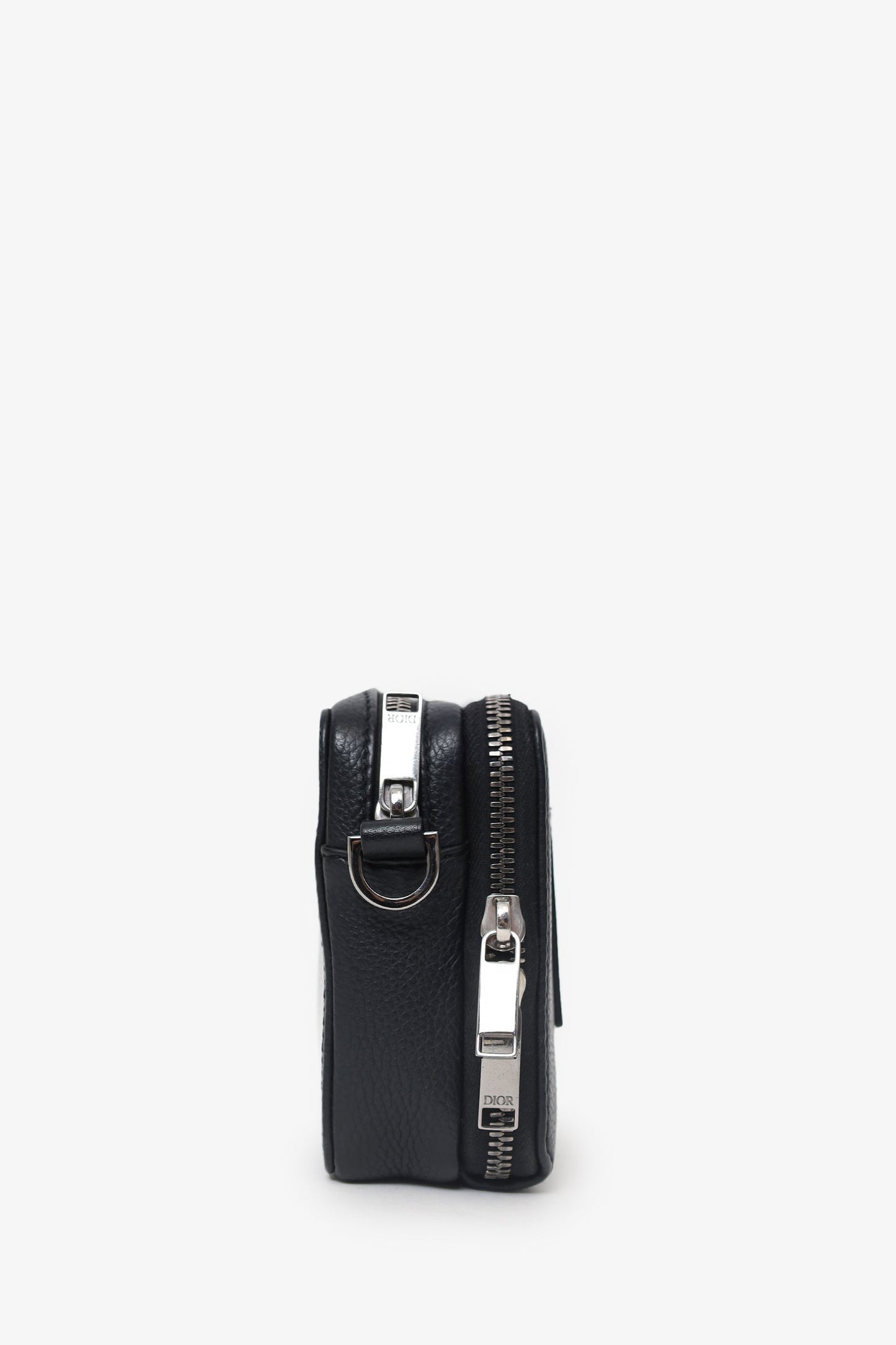 Christian Dior 2019 Black Grained Calfskin Double Zip Crossbody