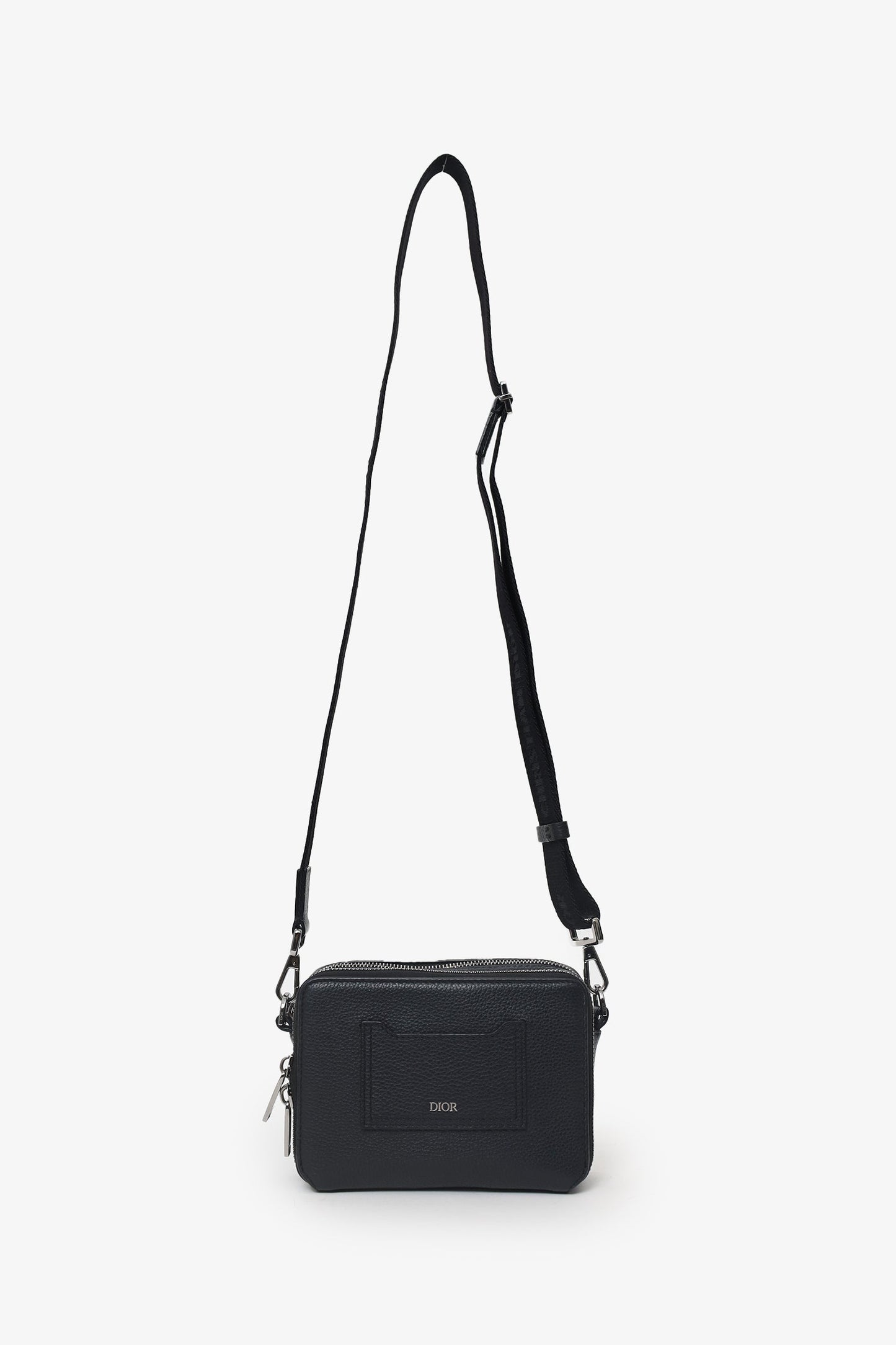 Christian Dior 2019 Black Grained Calfskin Double Zip Crossbody
