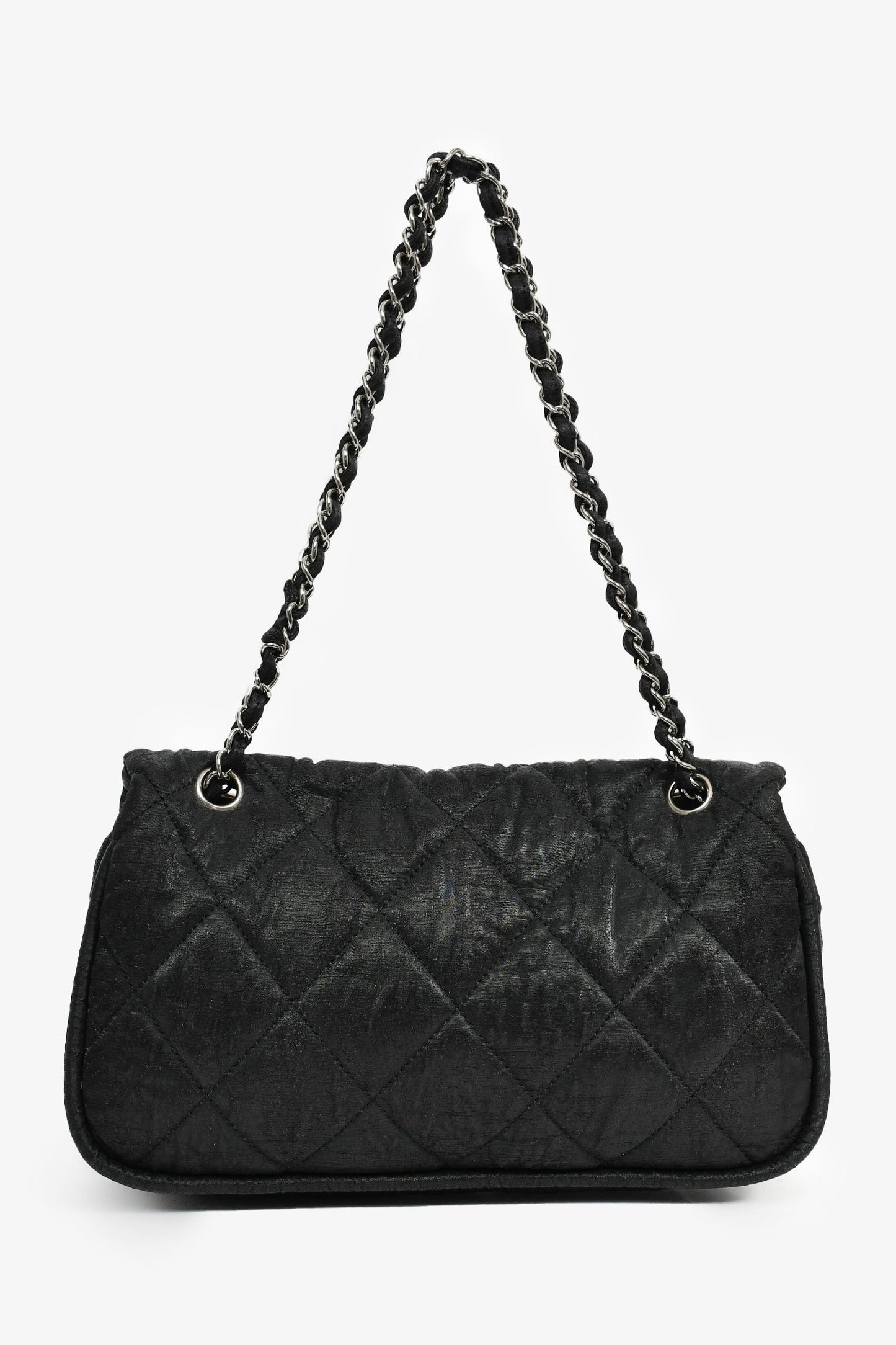 Chanel™ 2008-09 Black Quilted Coated Canvas Flap Shoulder Bag