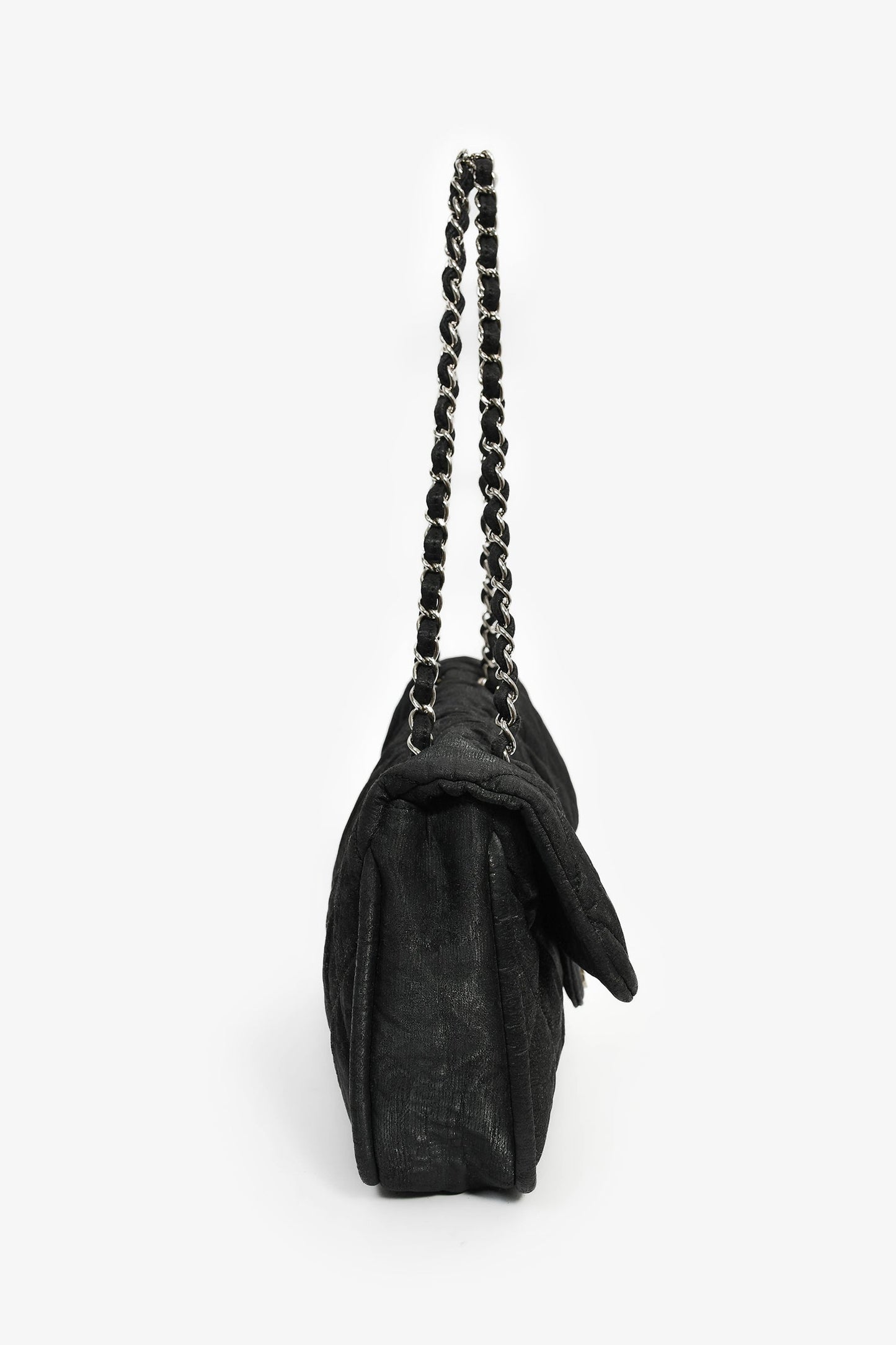 Chanel™ 2008-09 Black Quilted Coated Canvas Flap Shoulder Bag