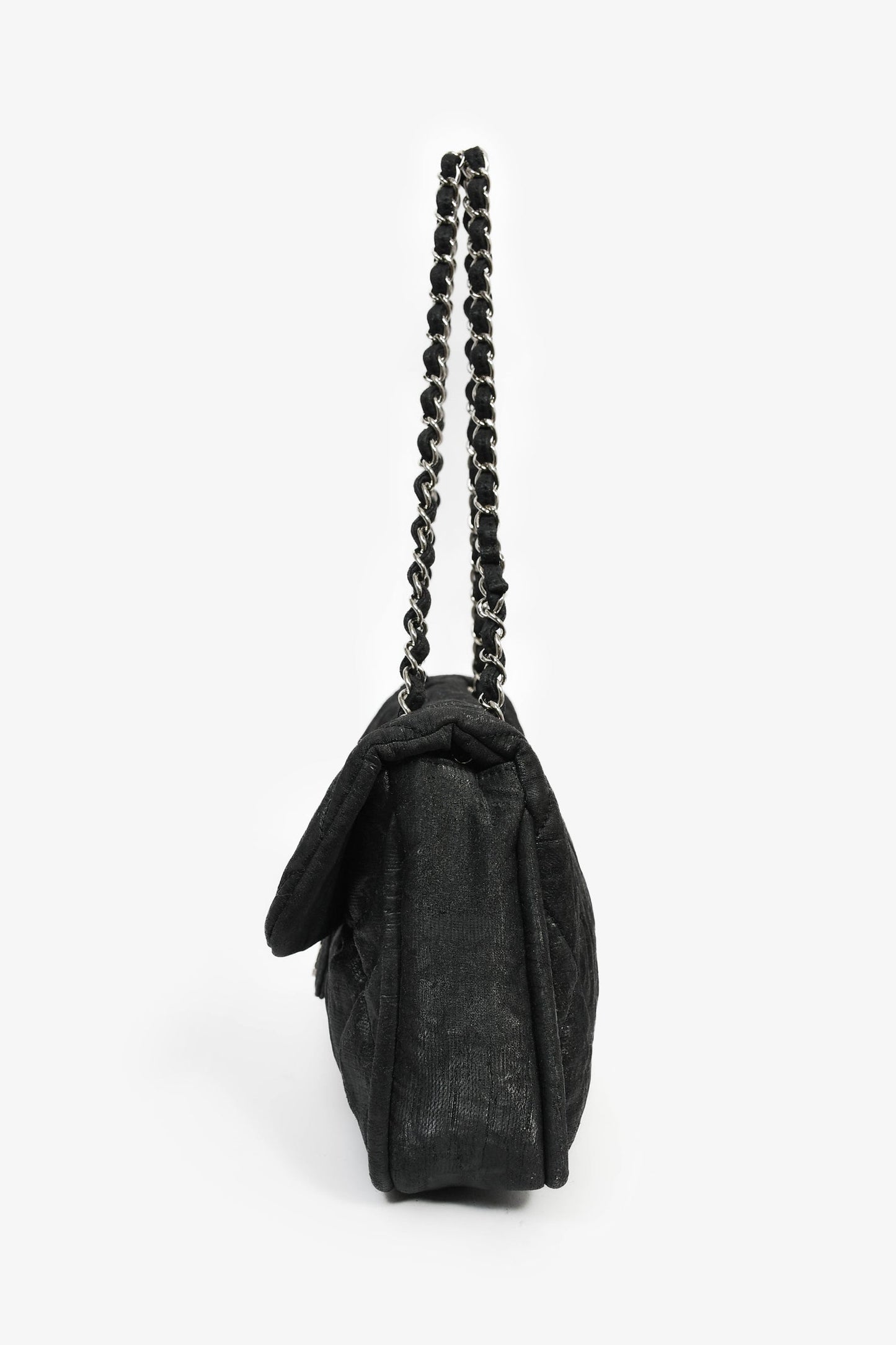 Chanel™ 2008-09 Black Quilted Coated Canvas Flap Shoulder Bag