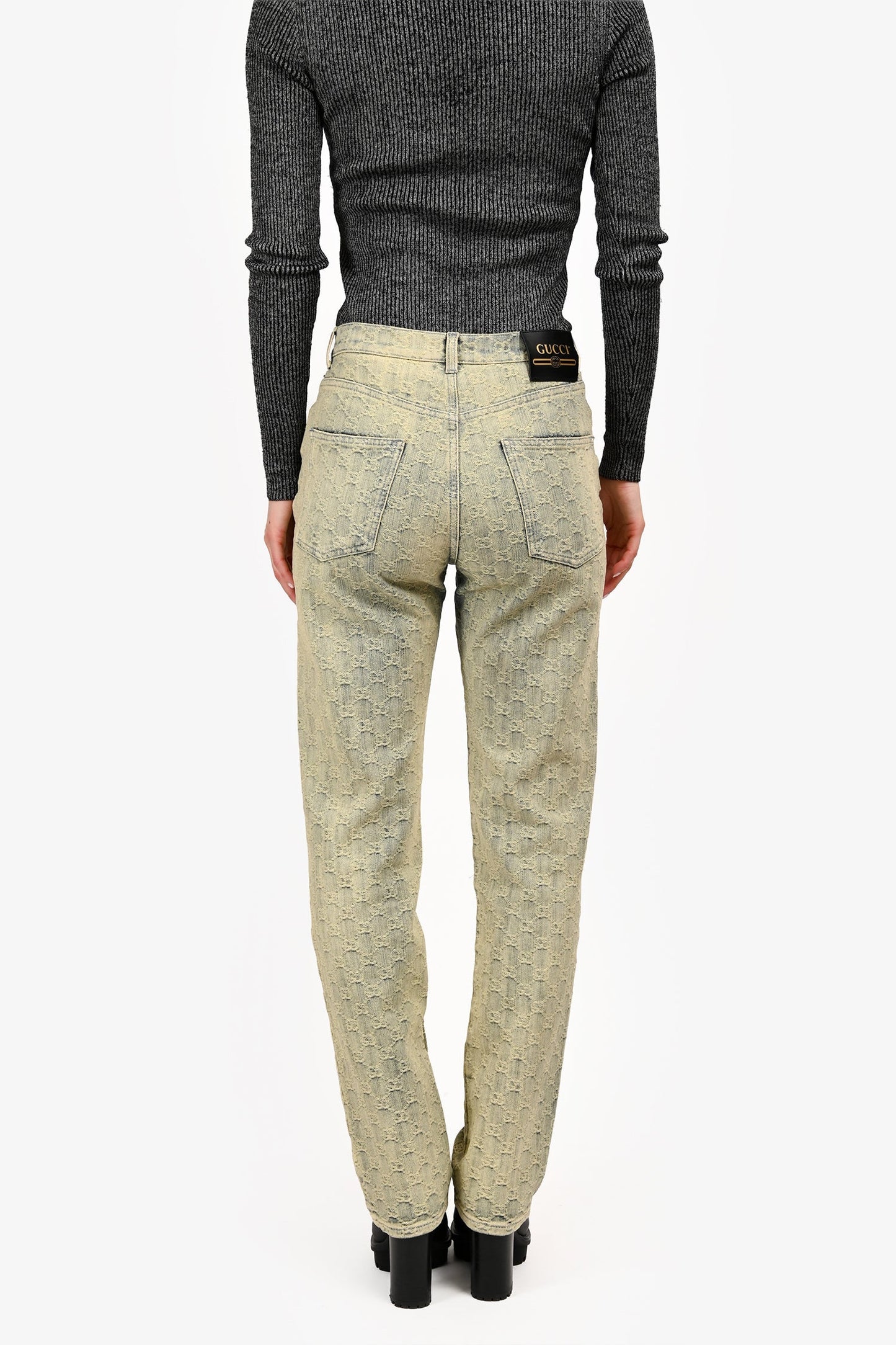 Gucci Monogram Denim GG Straight Leg Jeans Size 25