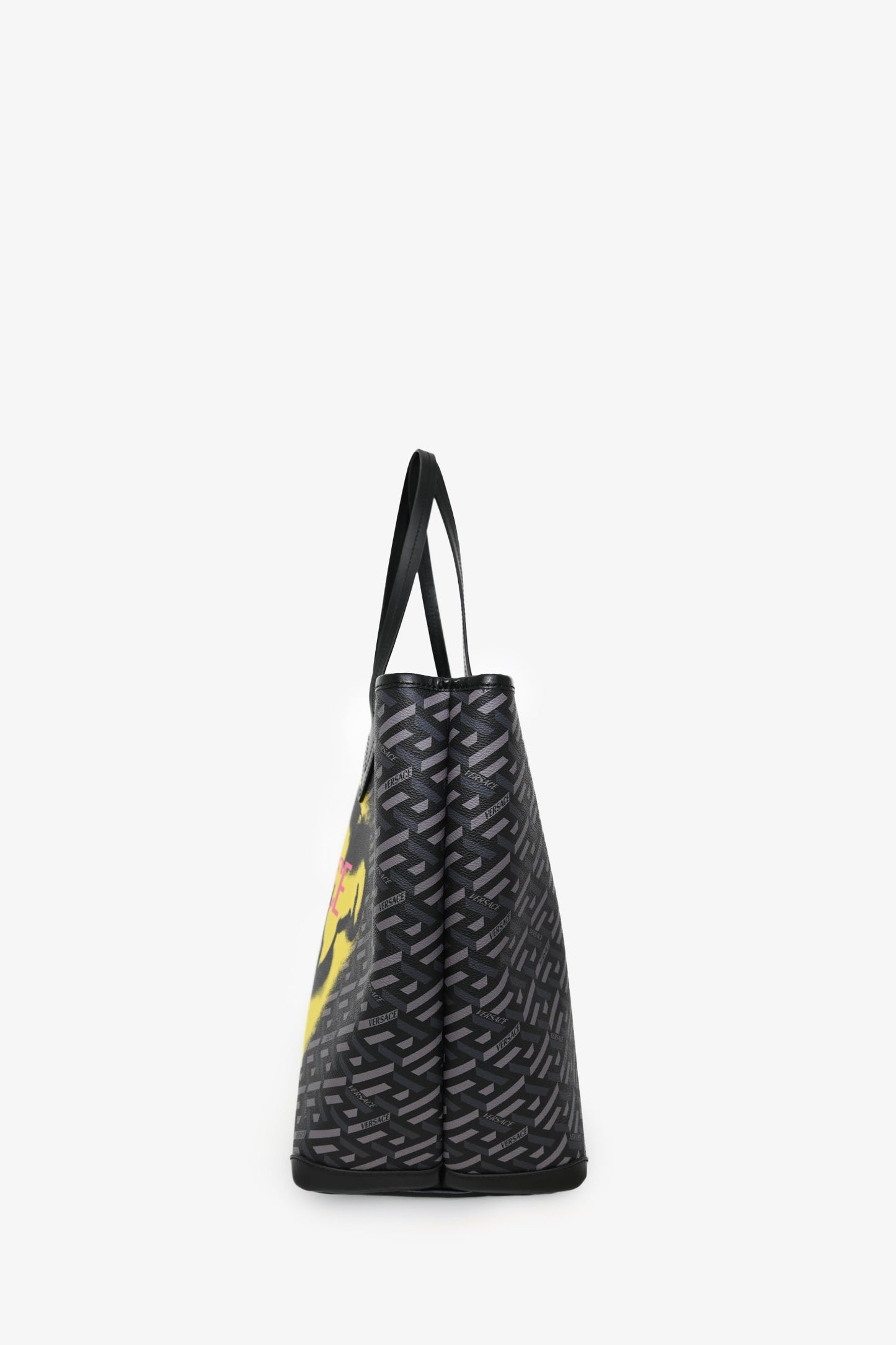Versace Grey La Greca Canvas Smiley Medusa Tote Bag with Pouch