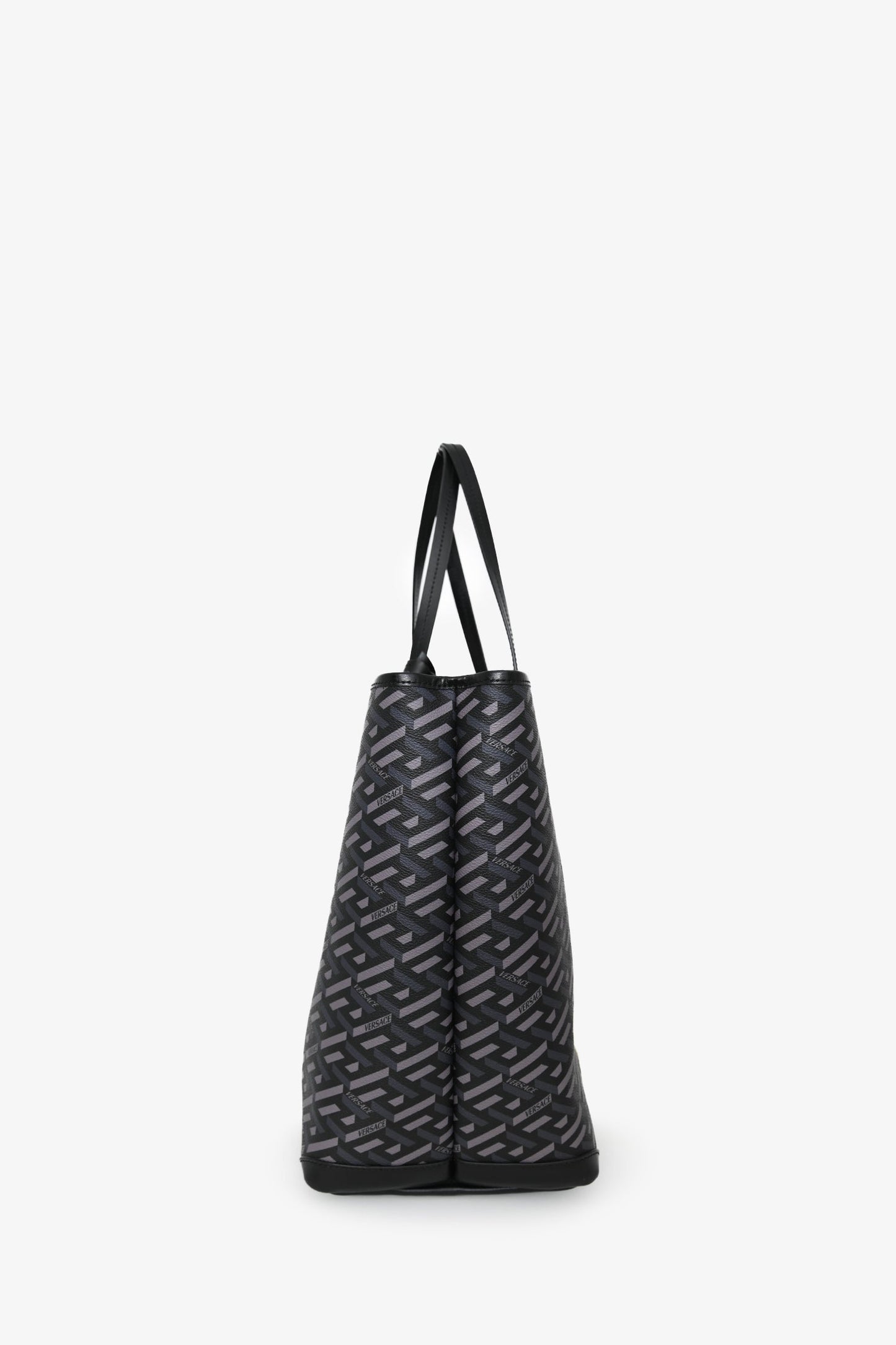 Versace Grey La Greca Canvas Smiley Medusa Tote Bag with Pouch