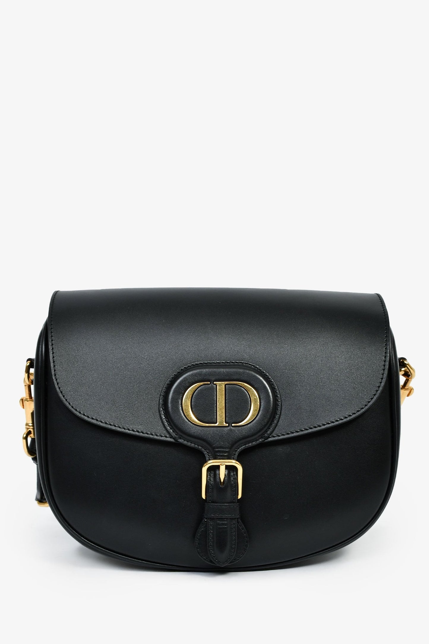 Christian Dior Black Leather Large Bobby Oblique Canvas Strap Crossbody Bag