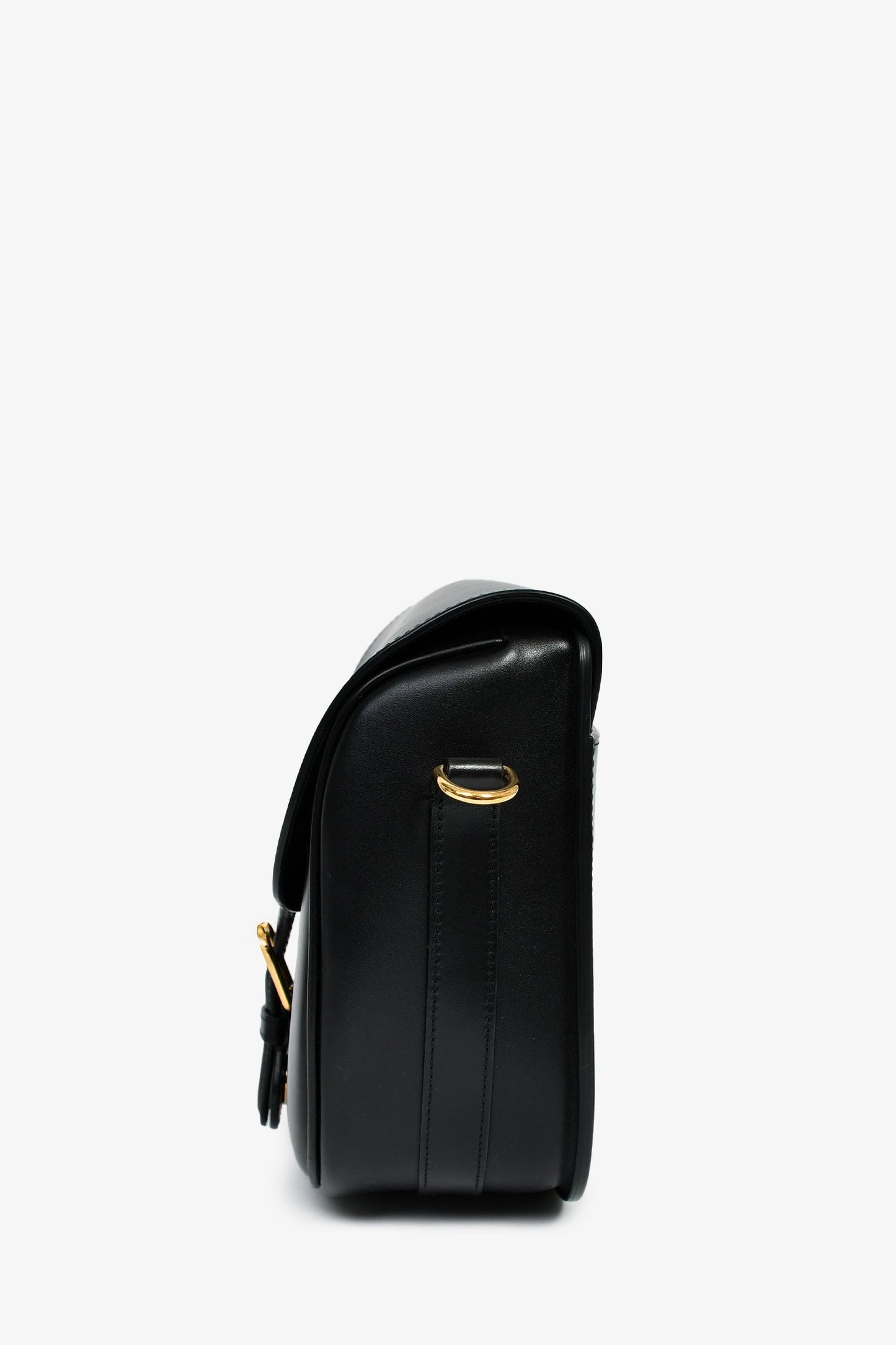 Christian Dior Black Leather Large Bobby Oblique Canvas Strap Crossbody Bag