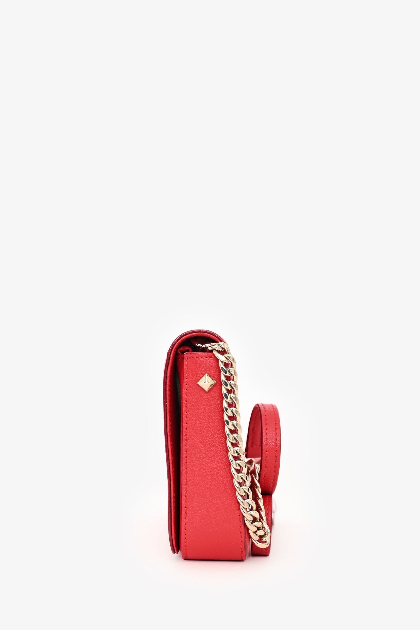 Jimmy Choo Red Leather Logo Palace Wallet On Chain