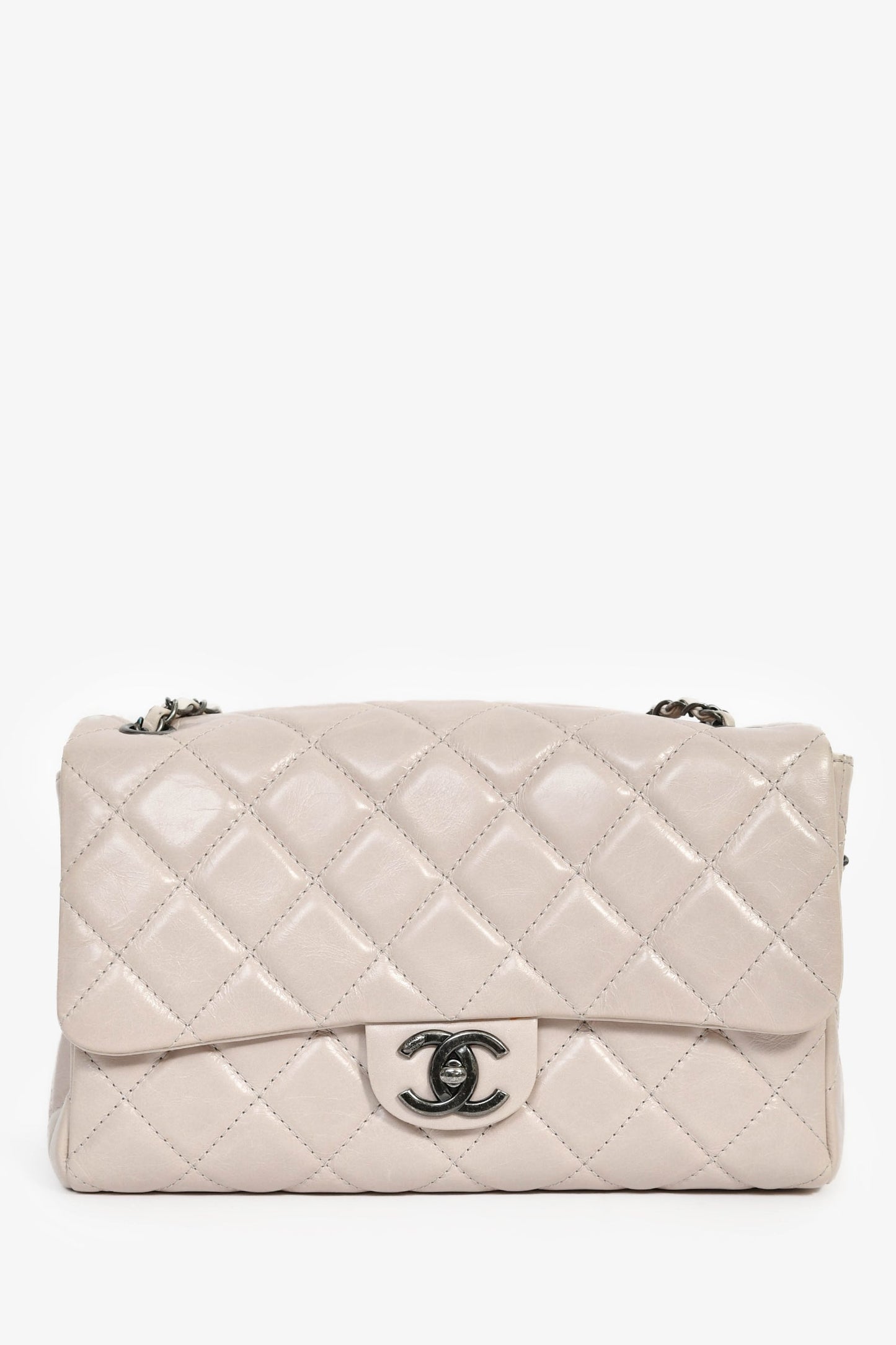 Chanel™ 2014 Light Taupe Aged Calfskin Leather Jumbo Single Flap