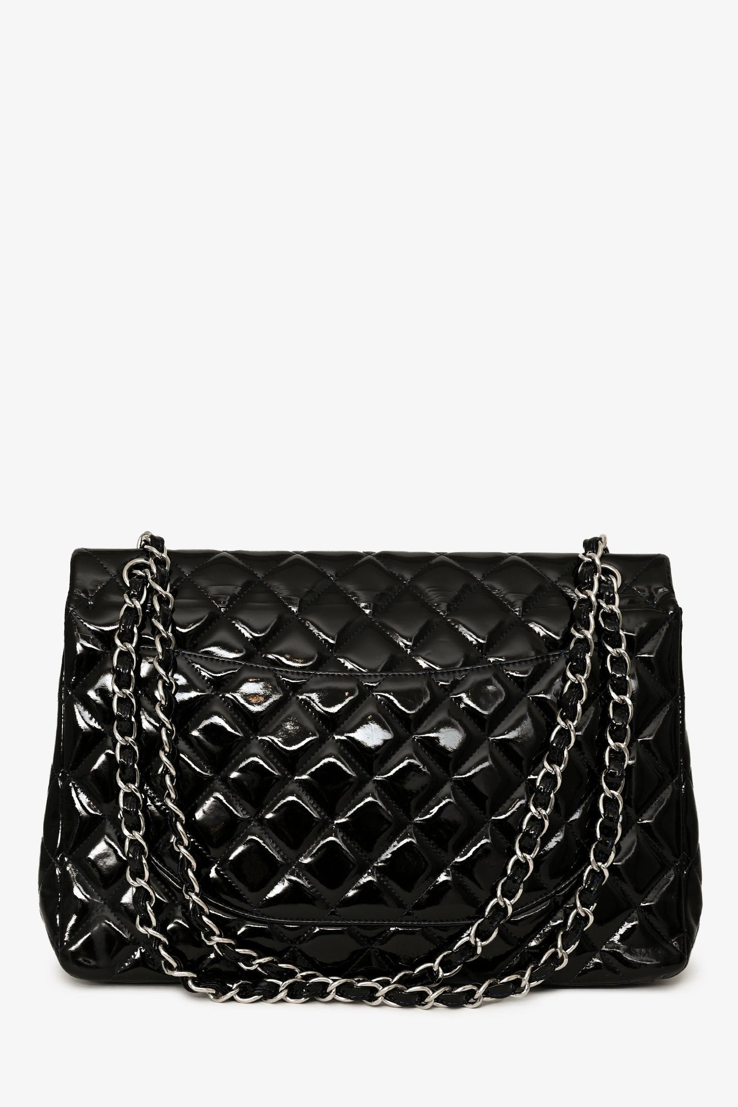 Chanel™ 2010-11 Black Patent Leather Maxi Jumbo Double Flap