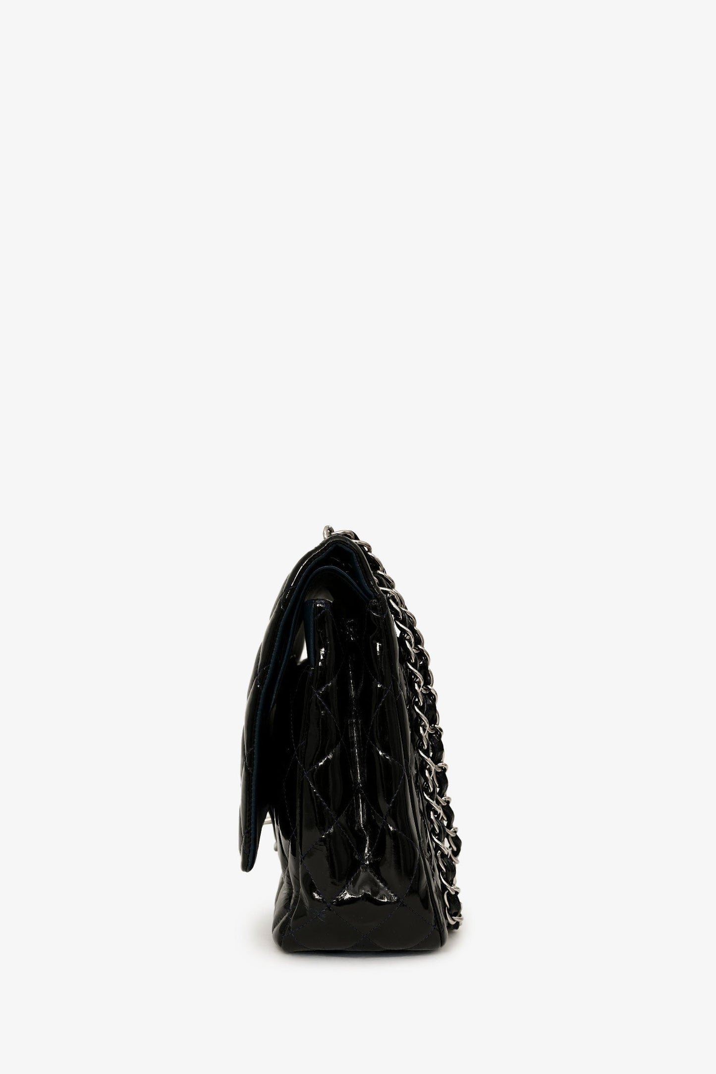 Chanel™ 2010-11 Black Patent Leather Maxi Jumbo Double Flap