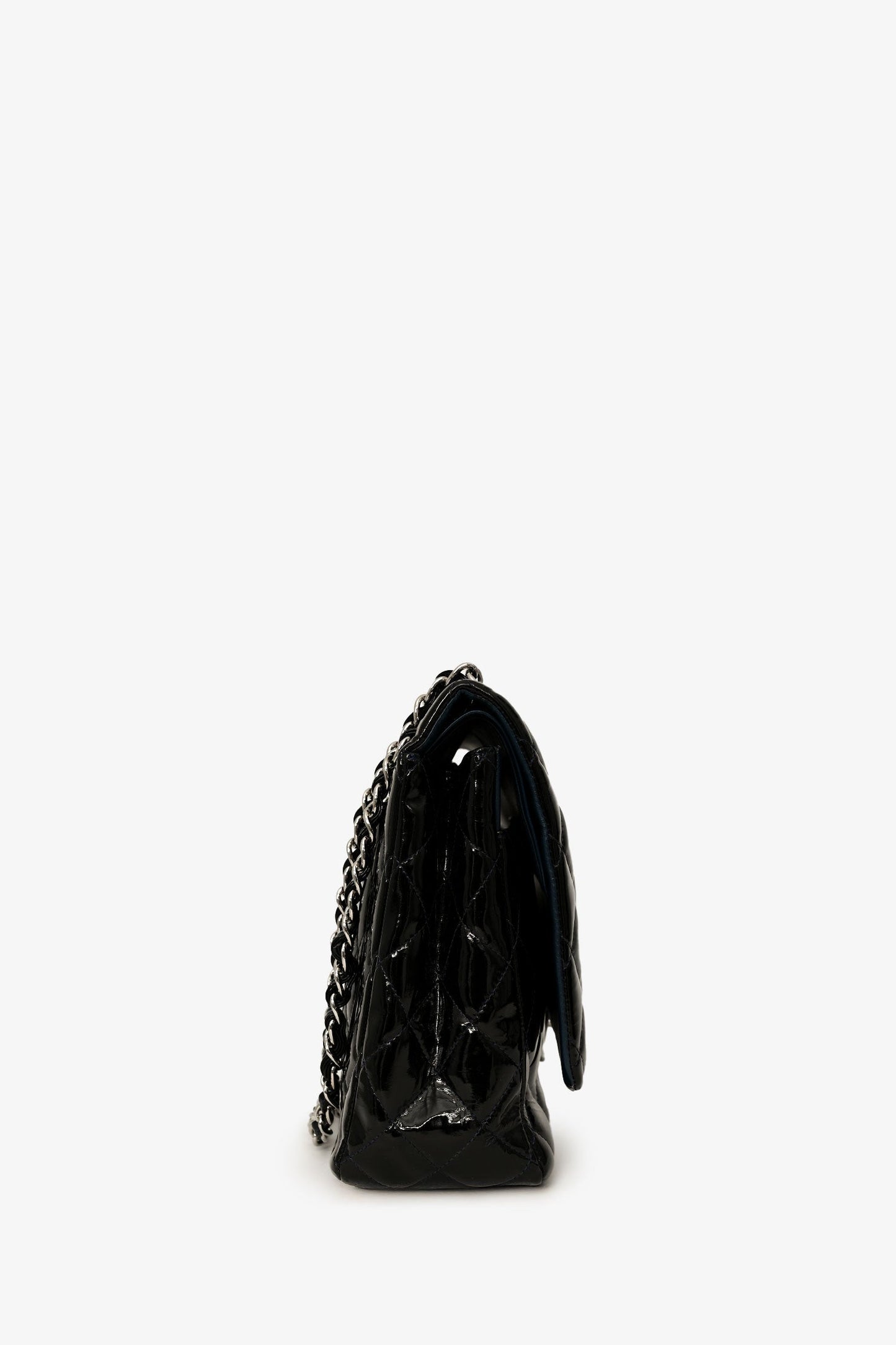 Chanel™ 2010-11 Black Patent Leather Maxi Jumbo Double Flap