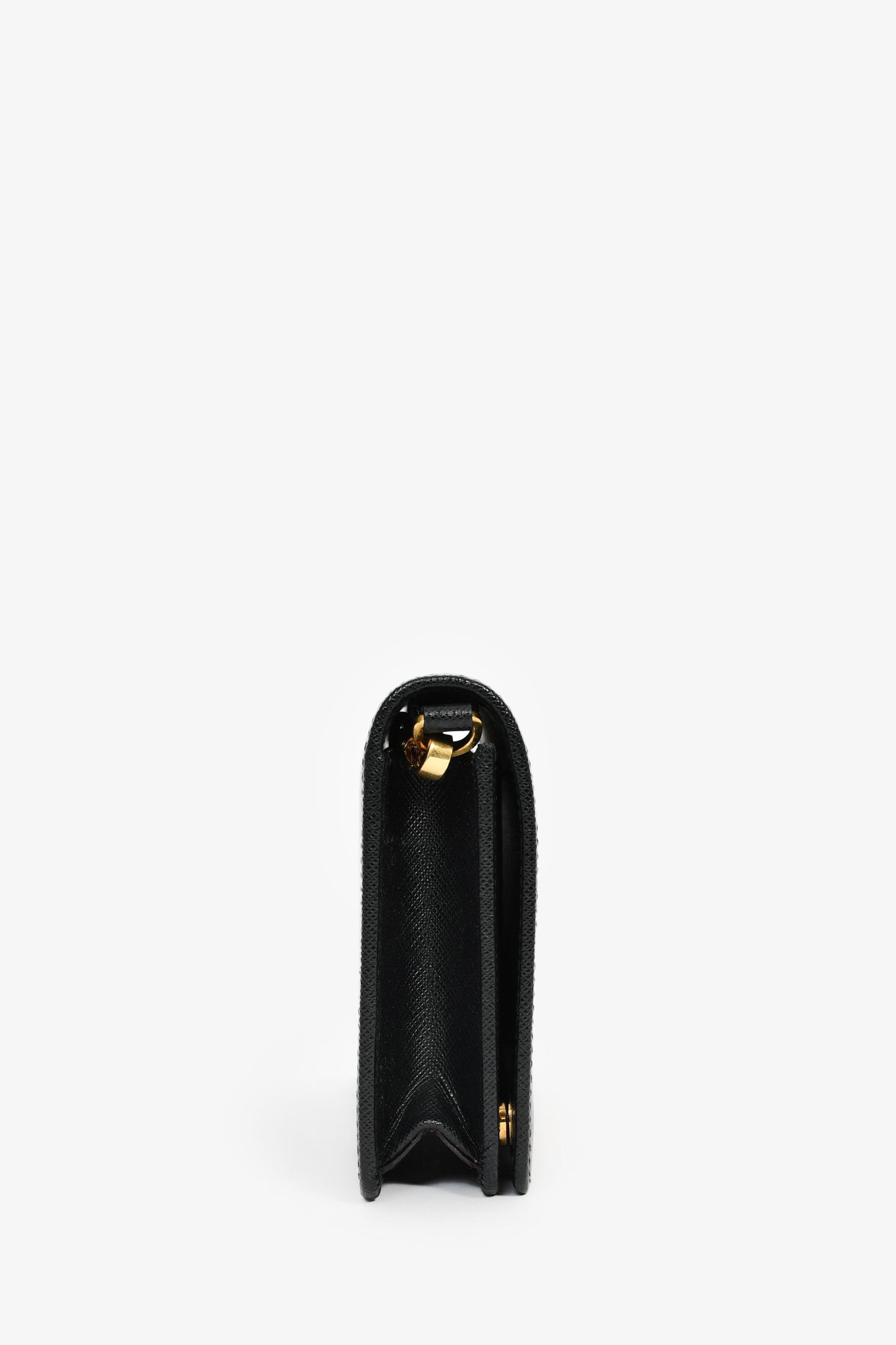 Prada Black Saffiano Leather Wallet on Chain