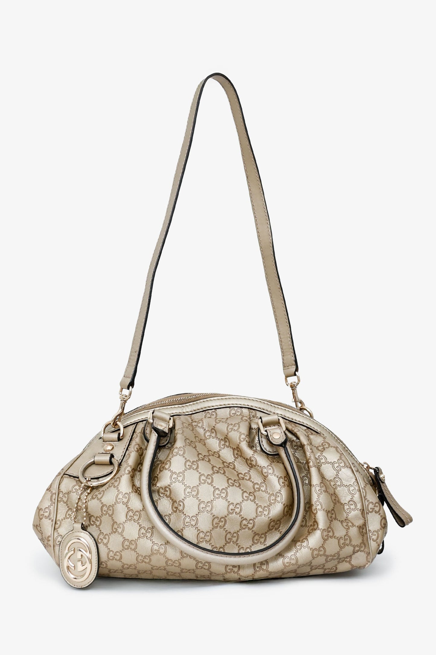 Gucci Gold Leather Guccisimma Sukey Shoulder Bag