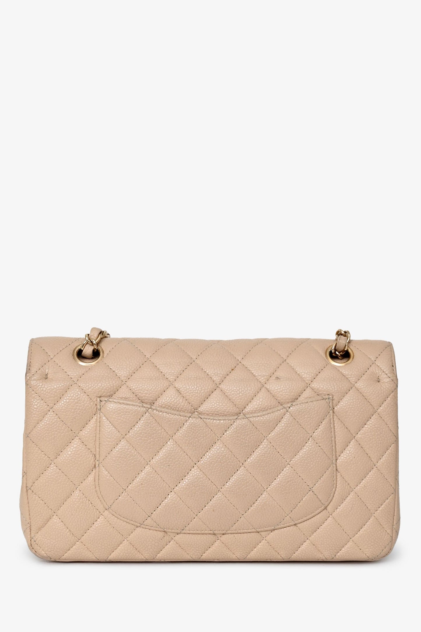 Chanel™ 2009-10 Beige Caviar Leather Medium Double Flap