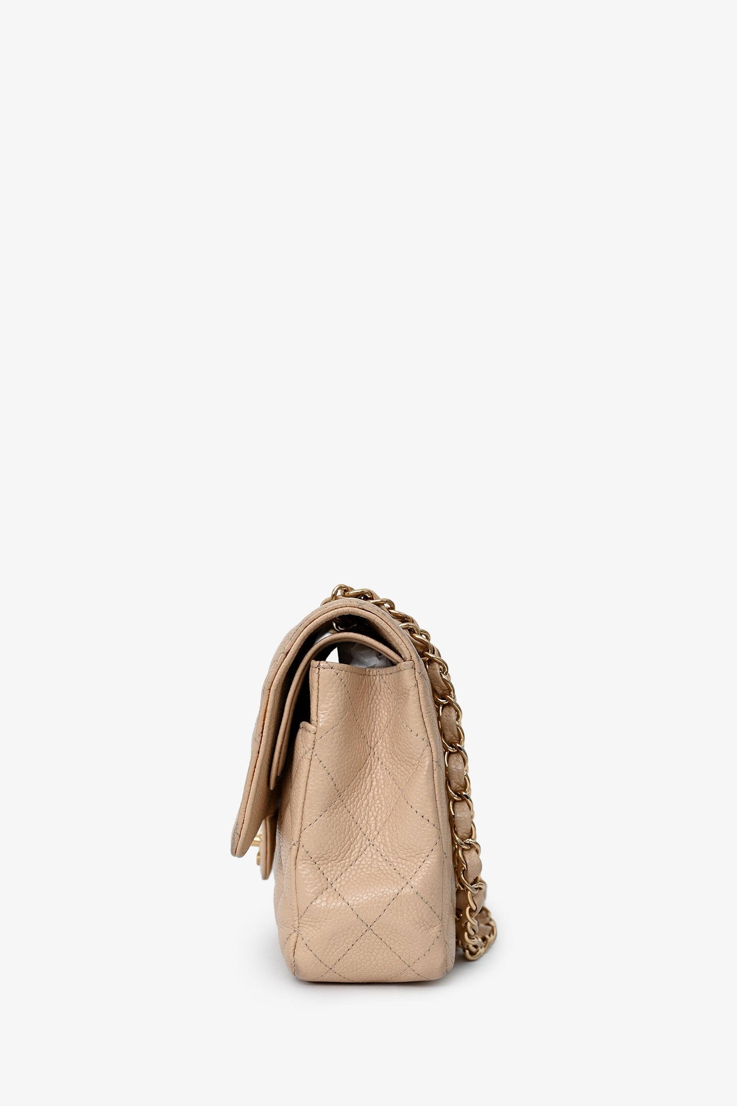 Chanel™ 2009-10 Beige Caviar Leather Medium Double Flap