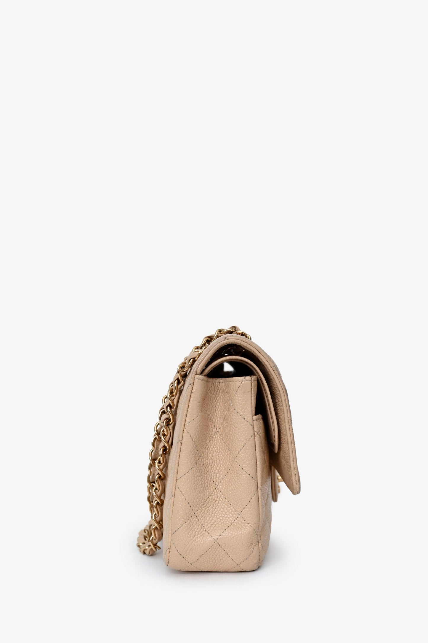 Chanel™ 2009-10 Beige Caviar Leather Medium Double Flap