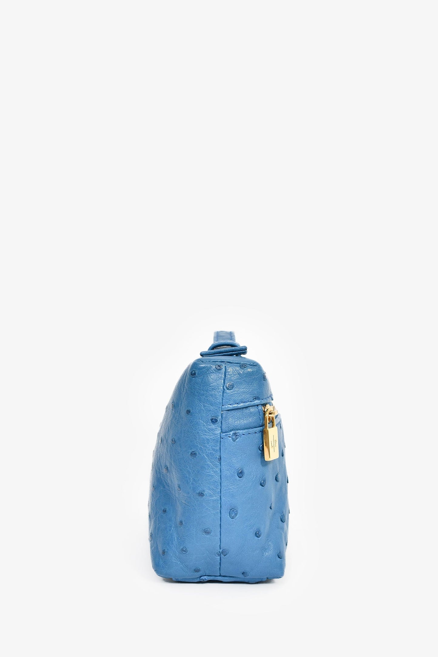 Loro Piana Blue Ostrich Leather L19 Top Handle Bag