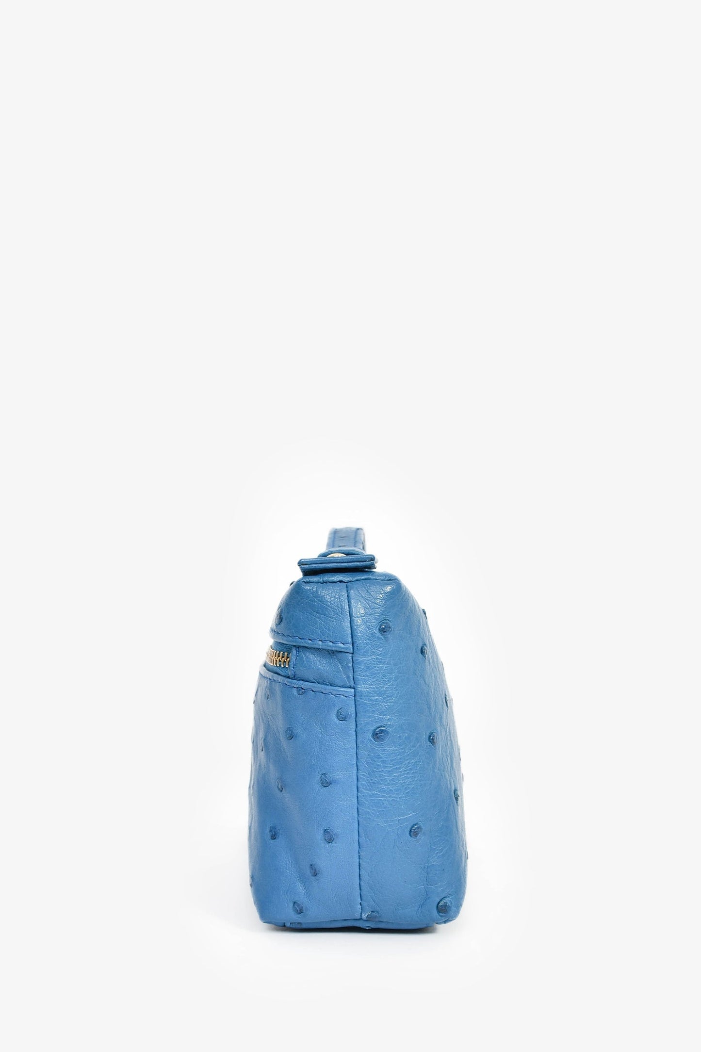 Loro Piana Blue Ostrich Leather L19 Top Handle Bag